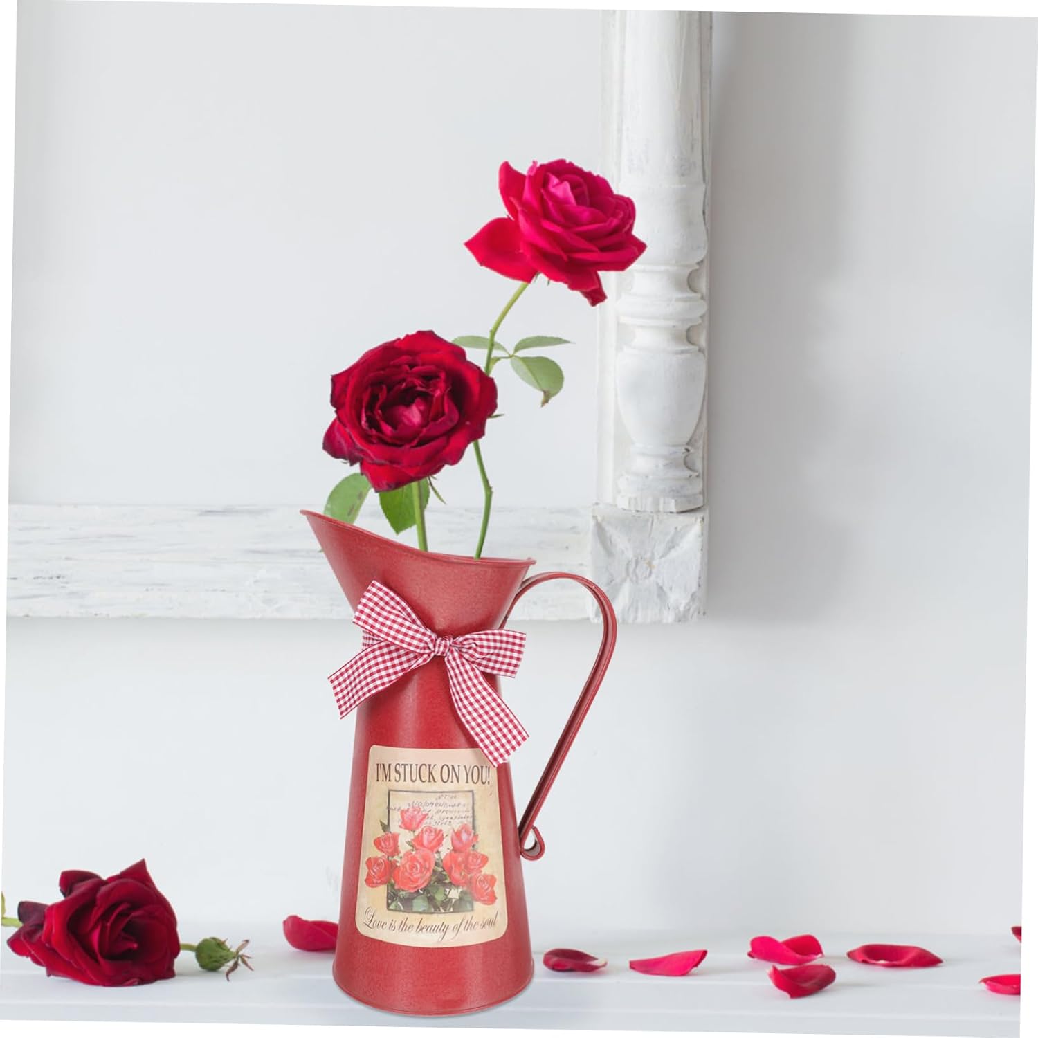 Rustic Metal Flower Bucket Vase for Home Decor