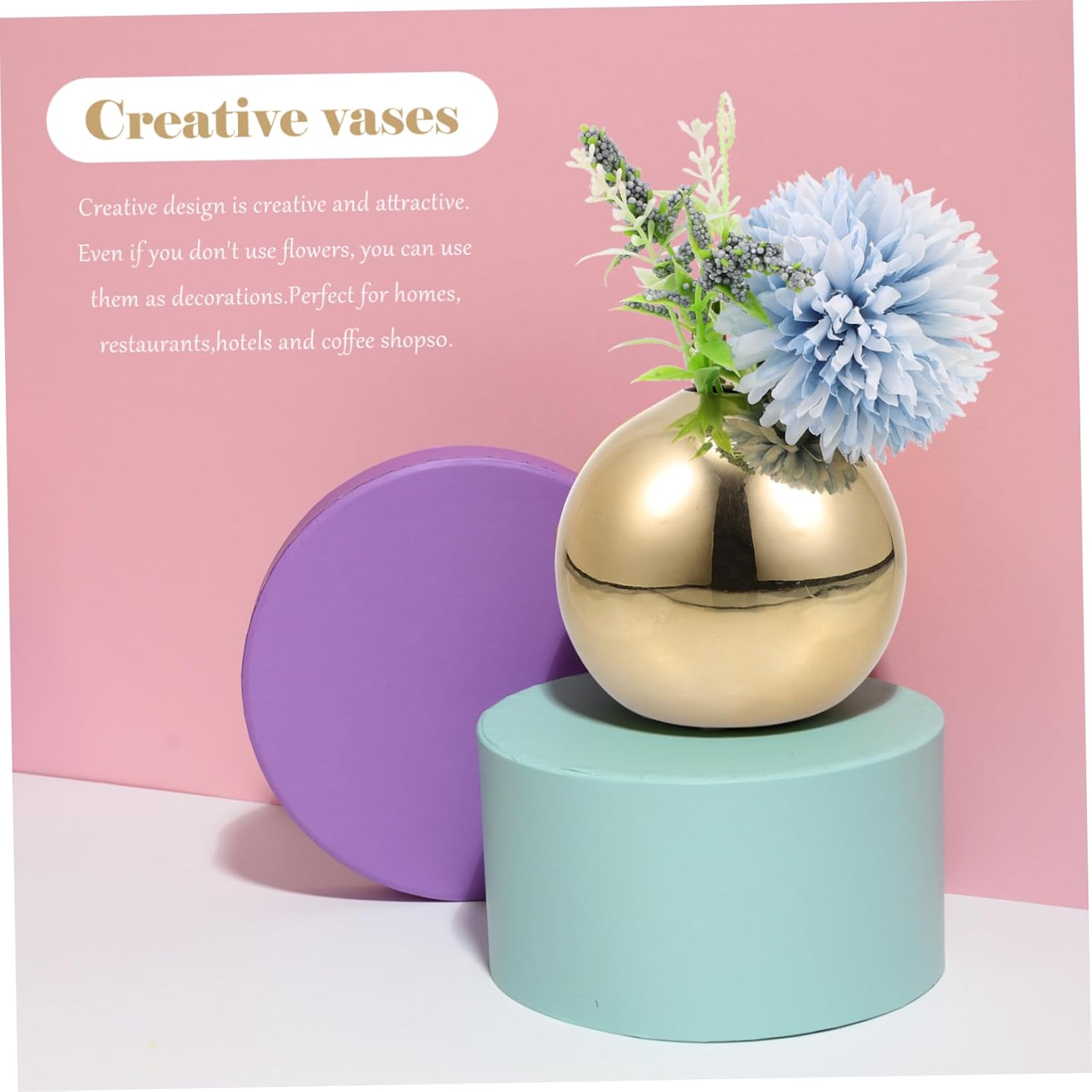 Amosfun Abstract Ceramic Vase with Gold Accents