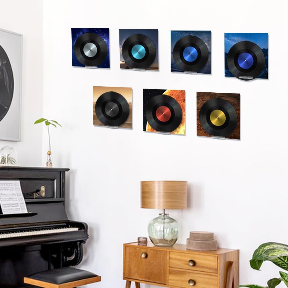 12 Pack Clear Vinyl Record Shelf Wall Mount