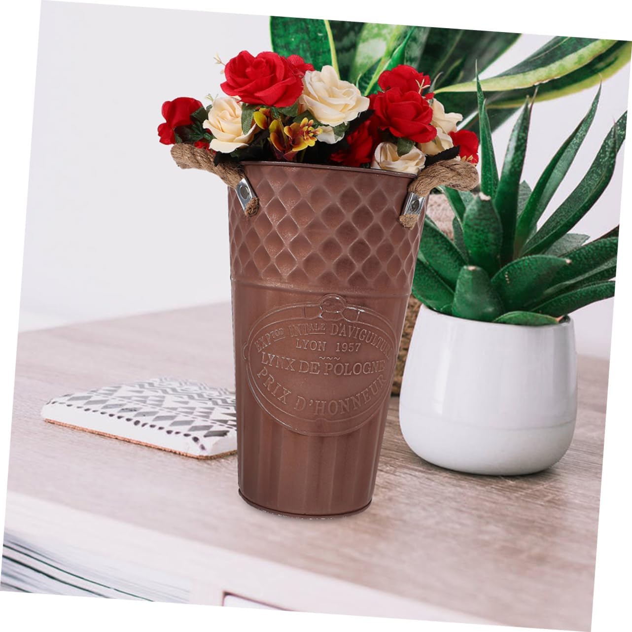 SUPVOX Retro Flower Vase Metal Pitcher for Decor