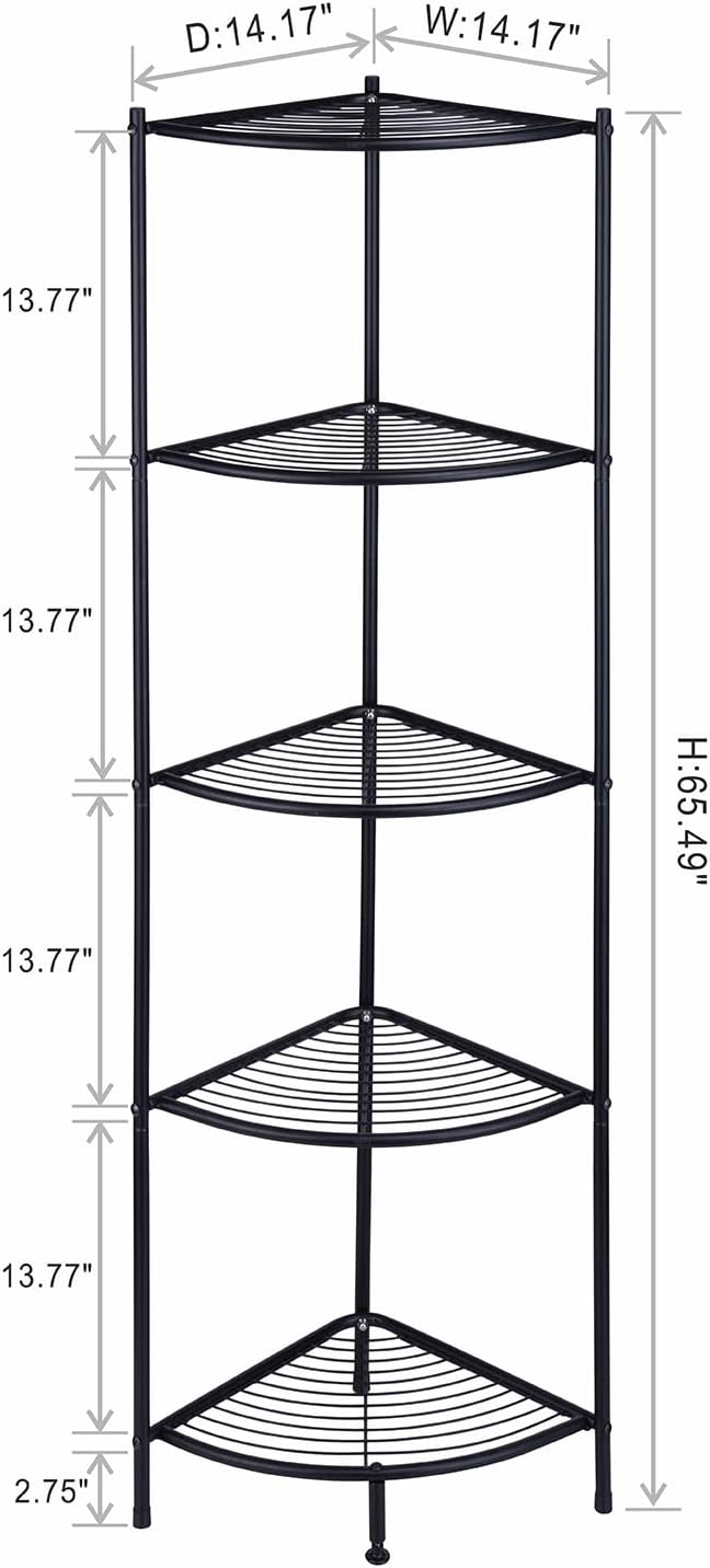 LH UNICO 5-Tier Corner Wire Shelving Unit Black