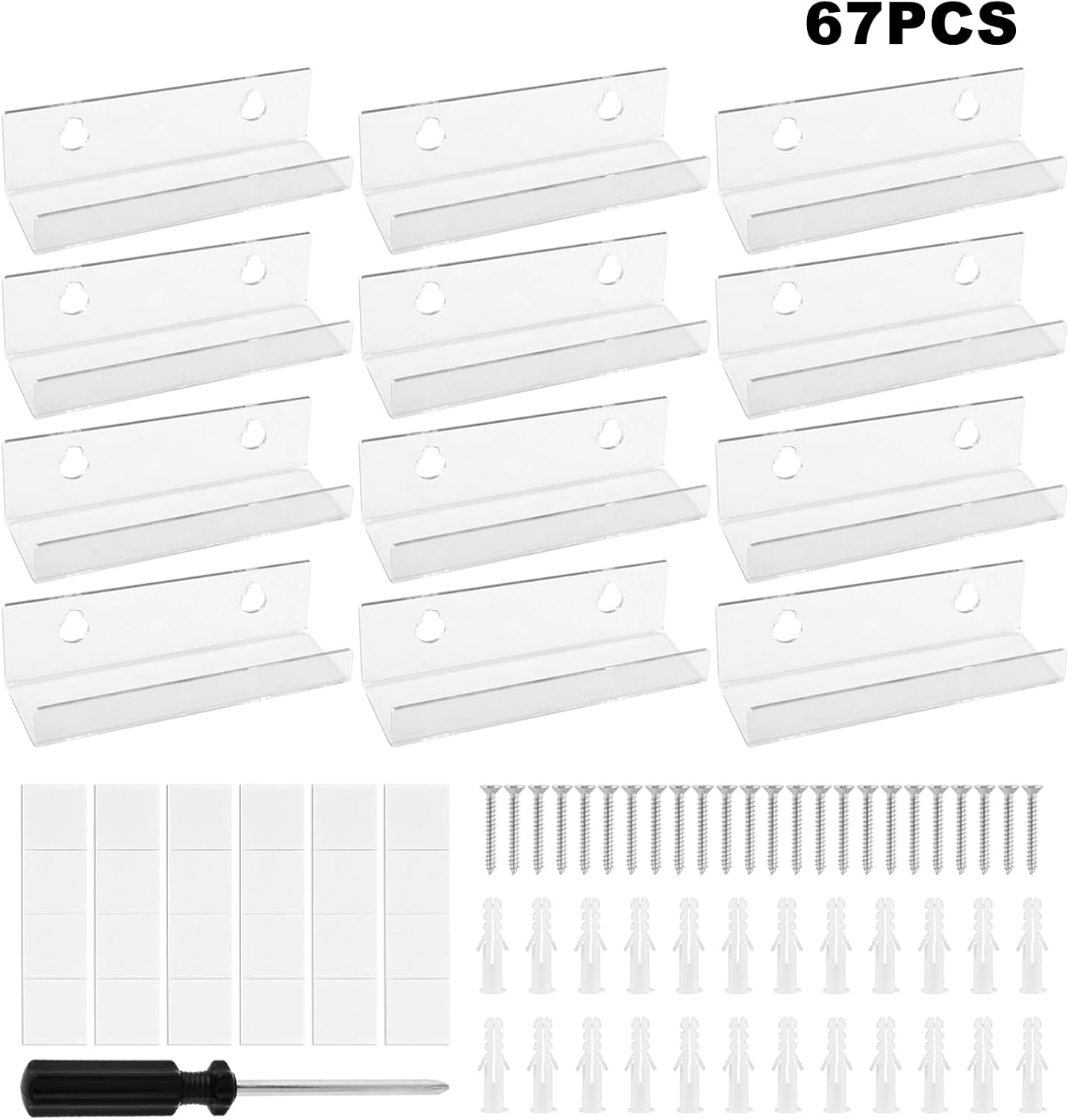 12 Pack Clear Vinyl Record Shelf Wall Mount