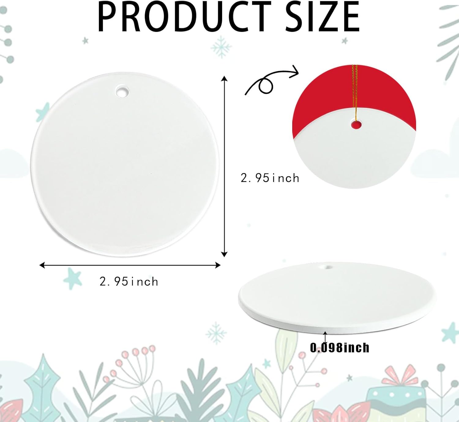 Sublimation Round Ornament Blanks 25Pcs for Heat Press Printing