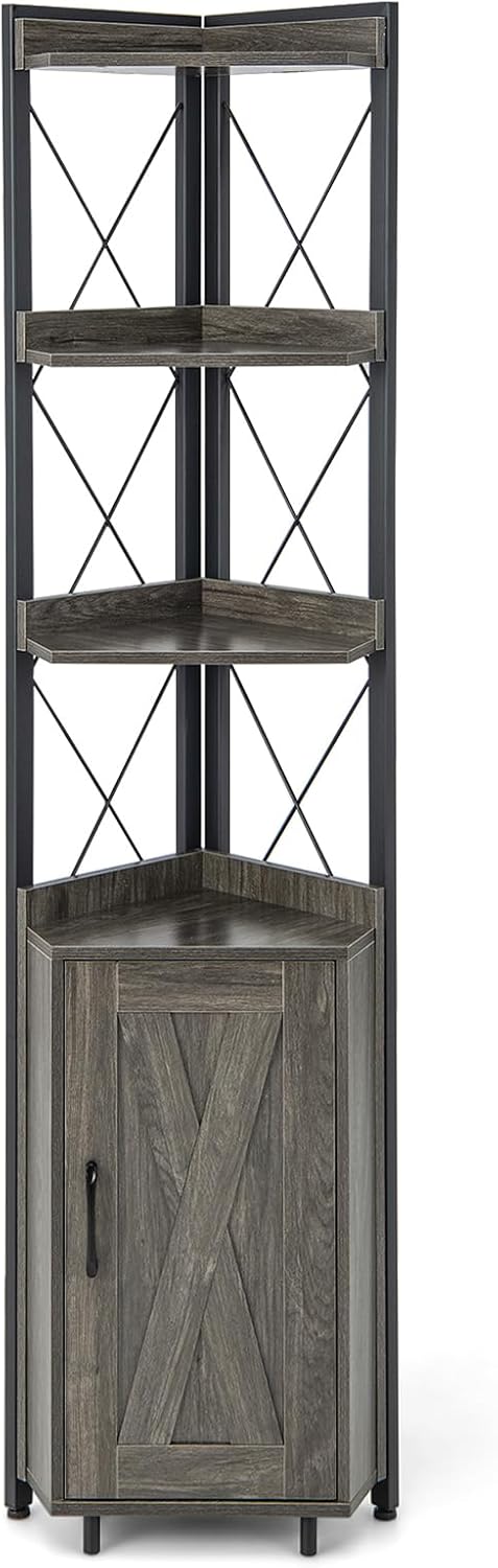 Tangkula Tall Corner Storage Cabinet with Door