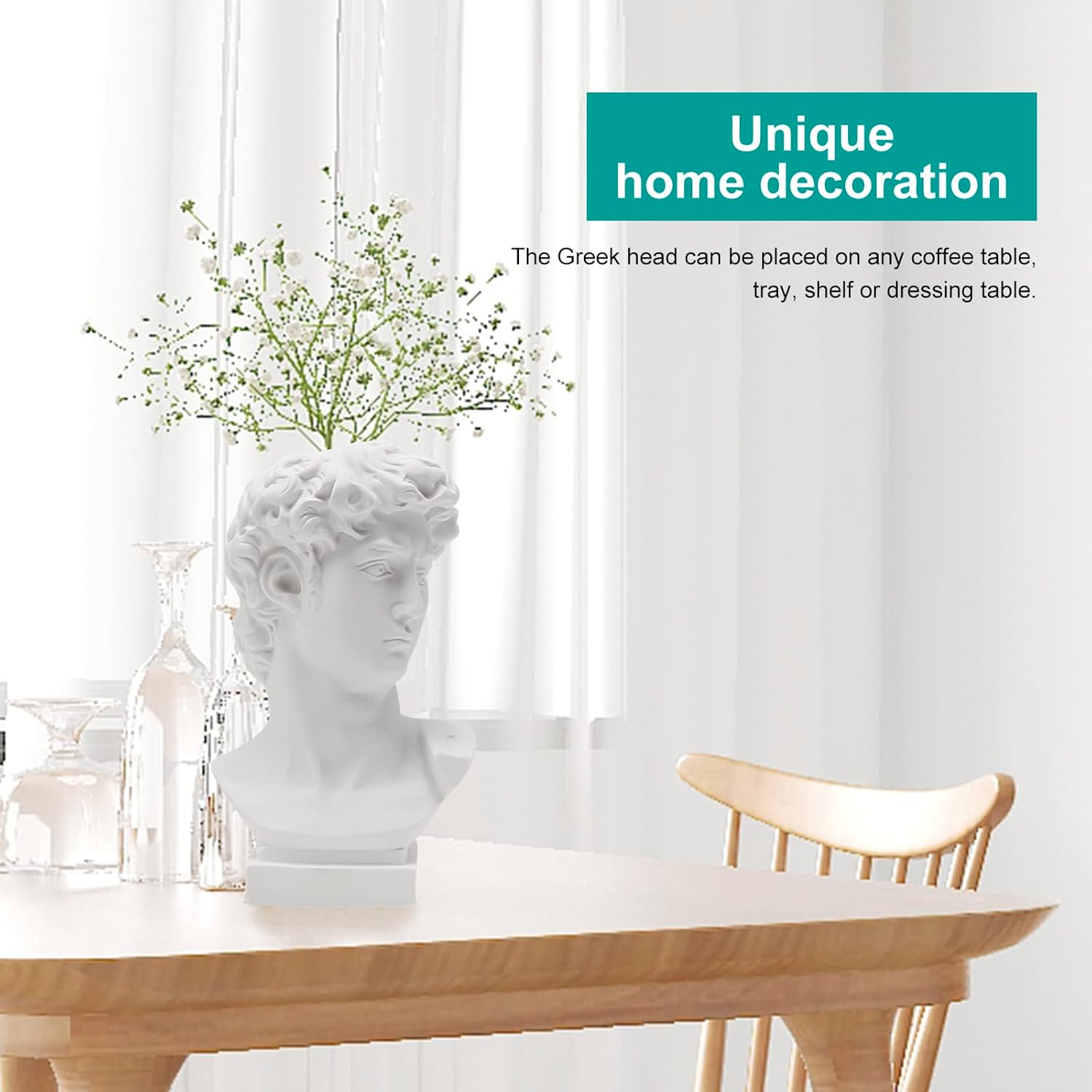 Greek David Statue Head Vase Retro Decor Brush Holder