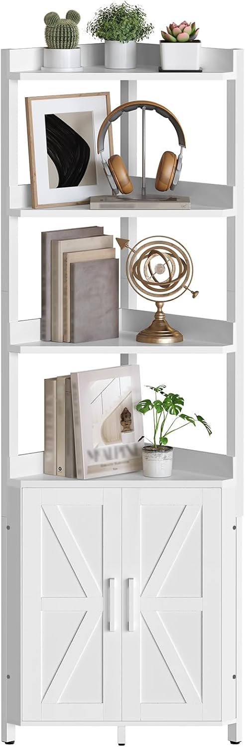 HOOBRO Corner Shelf with 5-Tier Storage White WW78CJ01