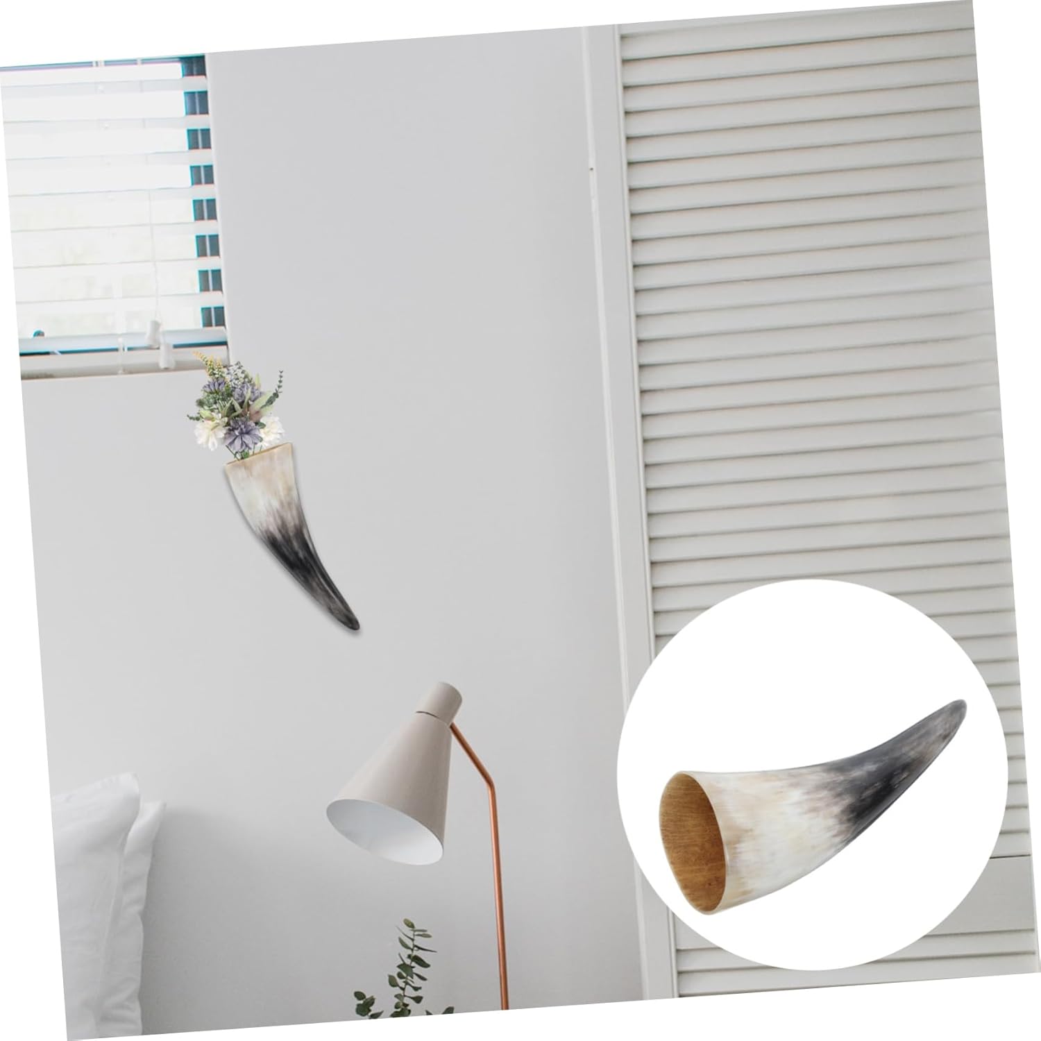 MAGICLULU Cow Horn Wall Decor Flower Holder