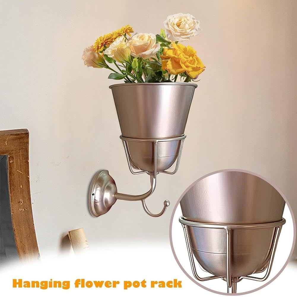 Vintage Wall Mounted Brass Vase with Hook