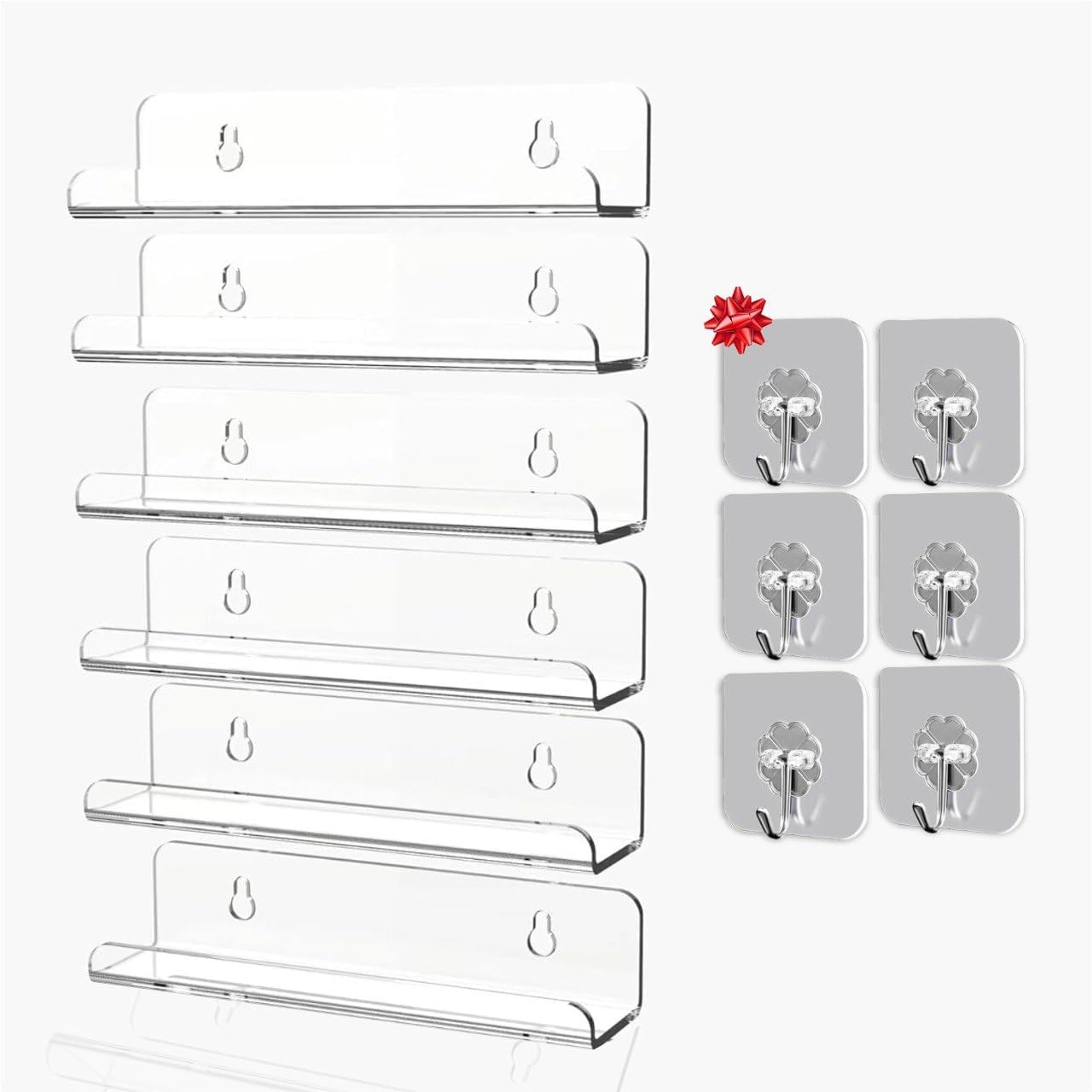 Modern Clear Acrylic Floating Shelves for Wall