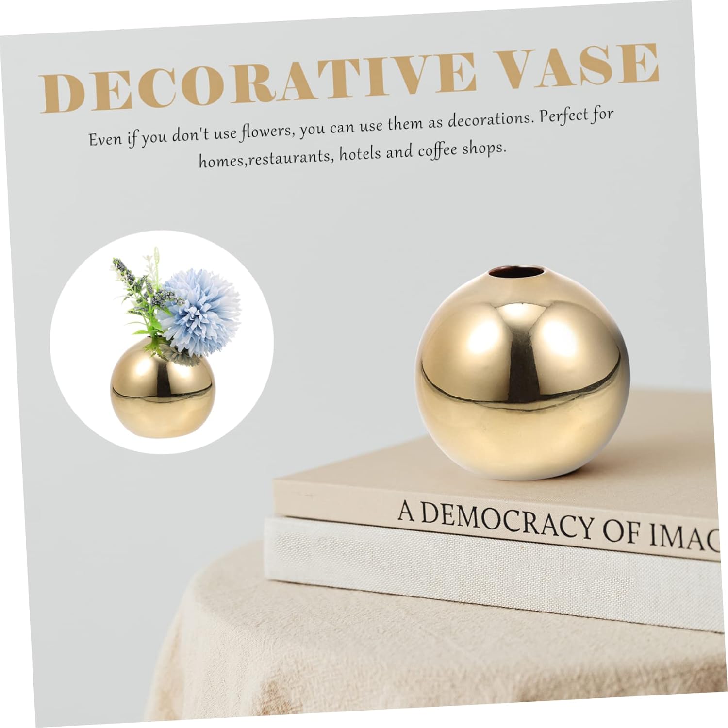 Amosfun Abstract Ceramic Vase with Gold Accents