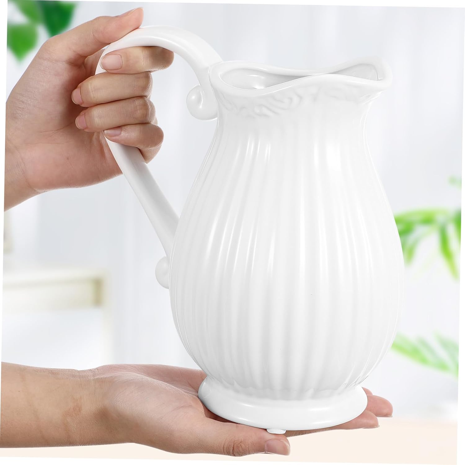 HEALLILY 1pc Ceramic Pitcher Vase White Decorative