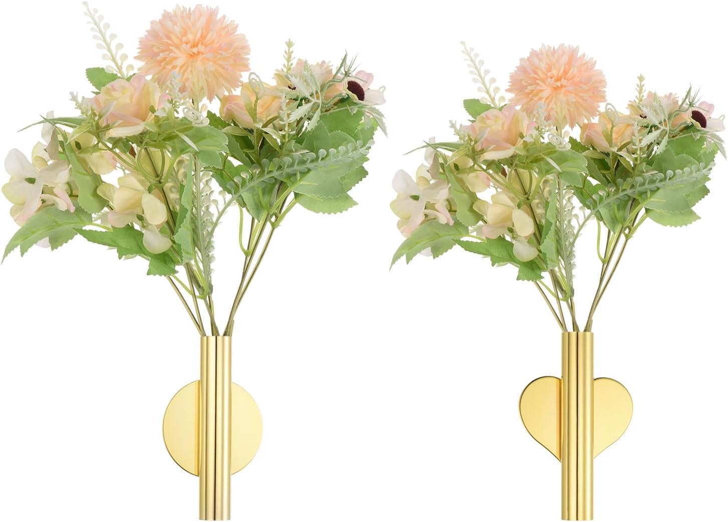 PATIKIL Wall Flower Vase Tube 4Pcs Set Gold Tone