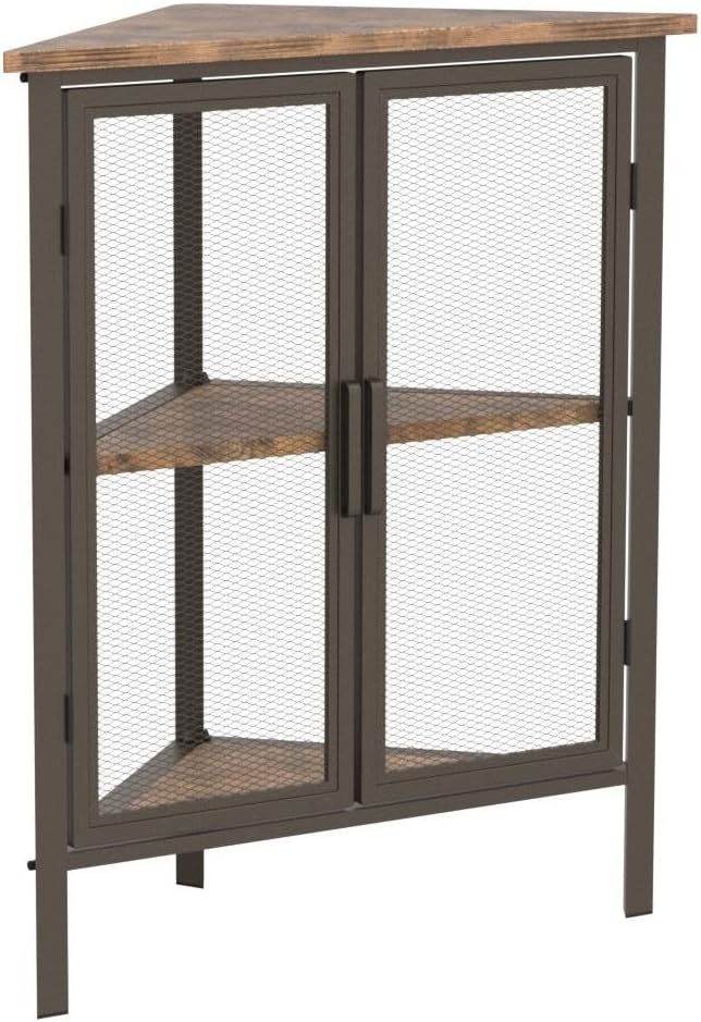 VECELO 3 Tier Corner Cabinet Shelf Grey