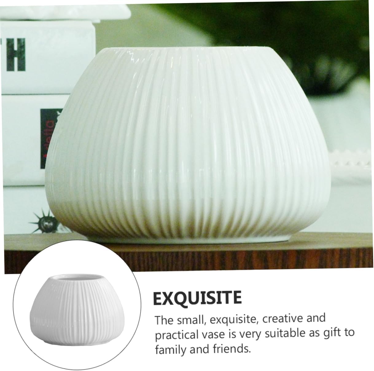 Balacoo White Ceramic Vase 1PC Small Flower Pot Decorative Container