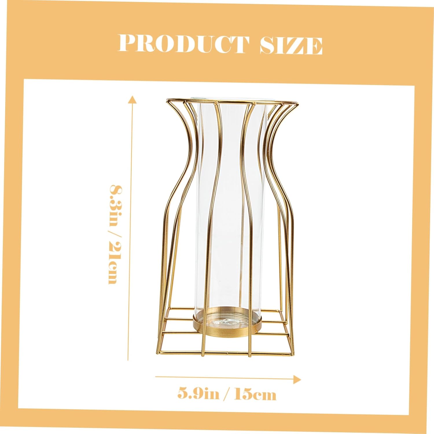VOSAREA Geometric Iron Art Glass Vase