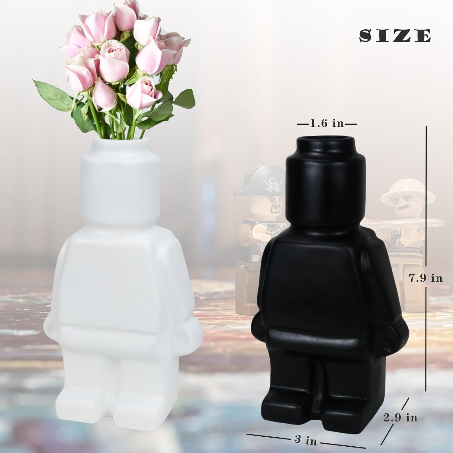 Cool Building Figures Vase for Flowers Black
