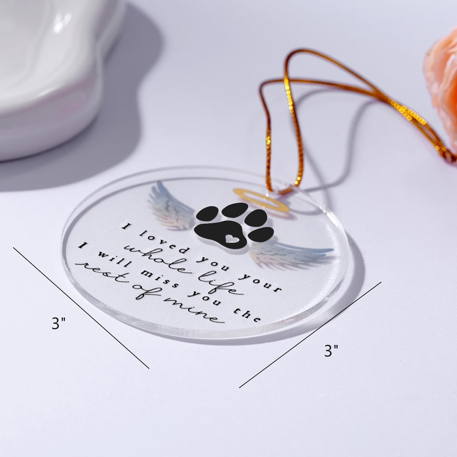 Pet Memorial Angel Wings Acrylic Ornament