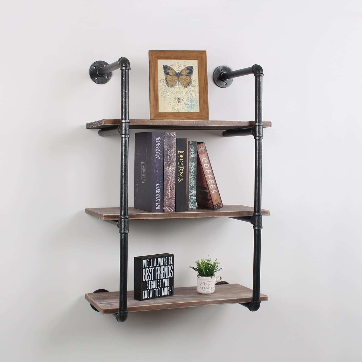 Industrial Style 24in Rustic Metal Floating Shelves