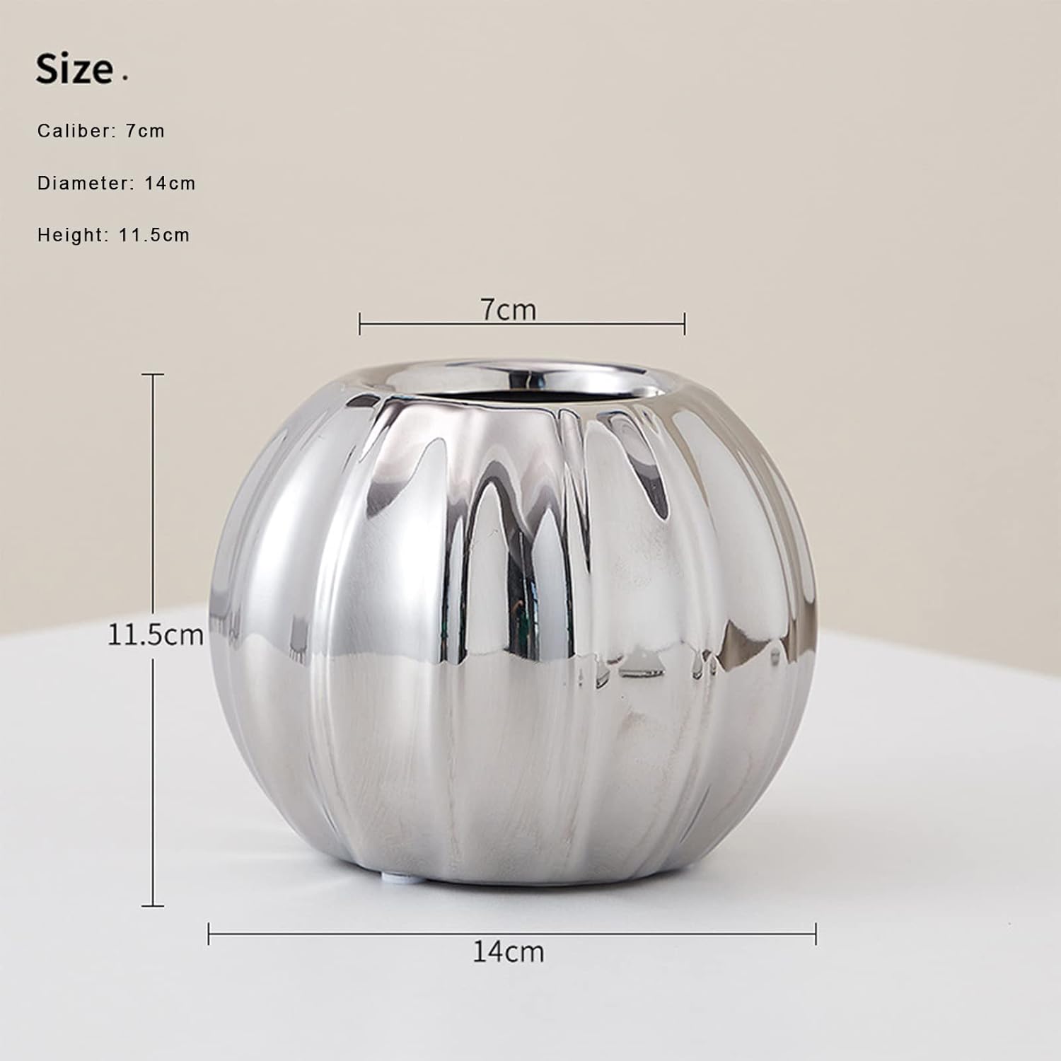 Halloween Pumpkin Ceramic Vase with Silver Finish