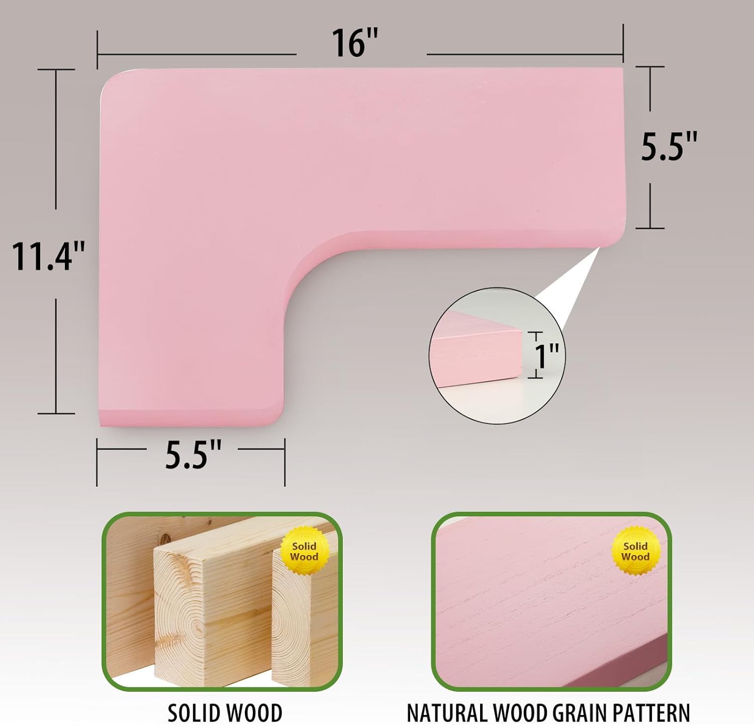 SAUMONIERES Corner Floating Shelves Set of 3 Pink