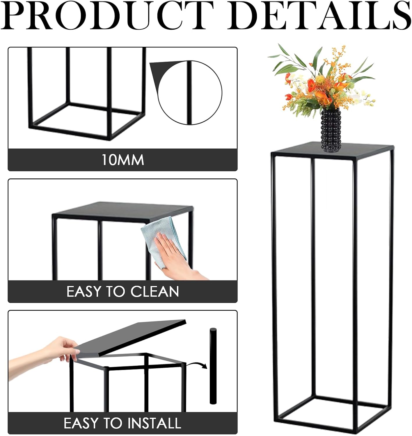 3 Pcs Black Metal Vase for Wedding Centerpieces