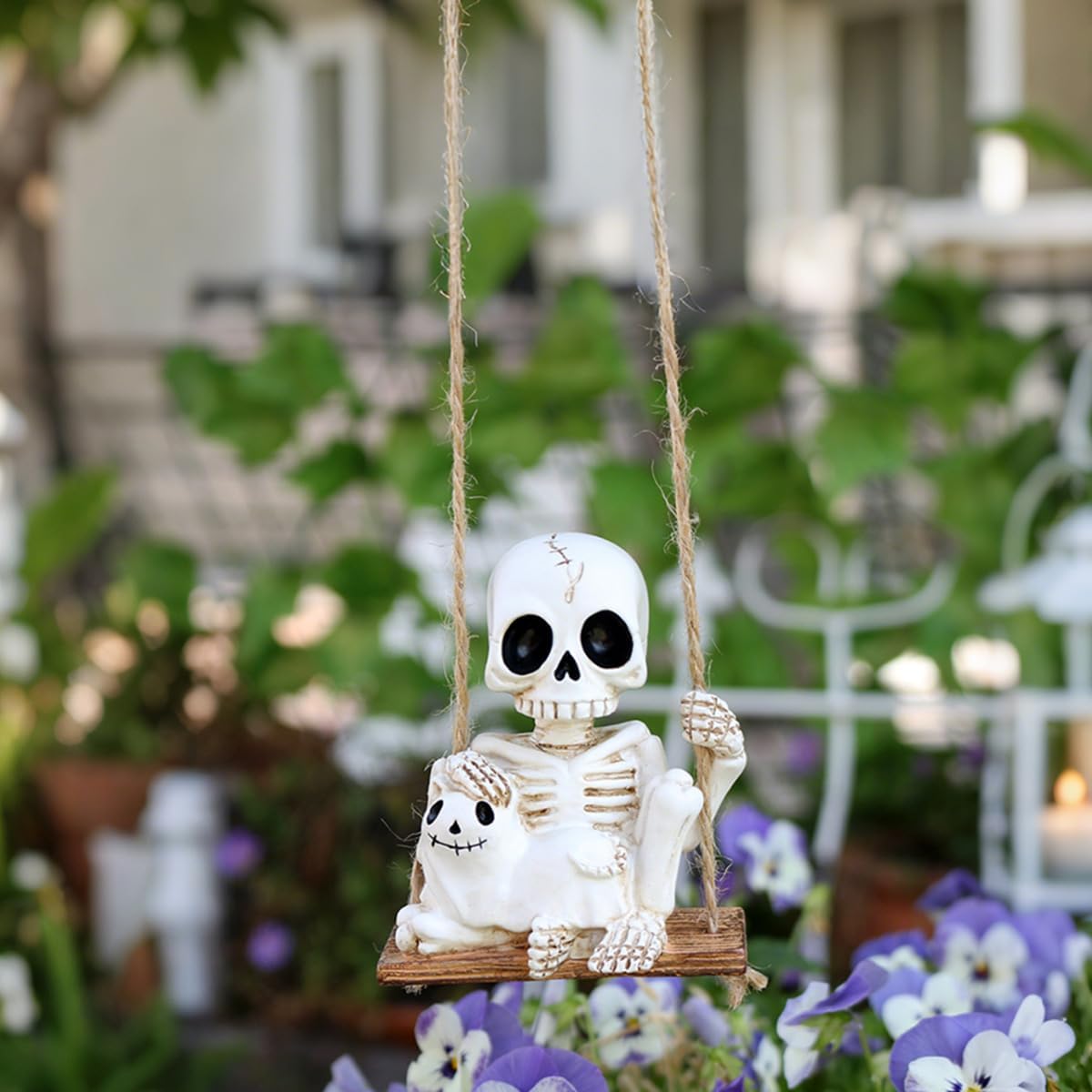 Halloween Skeleton Cat Swing Ornament - Spooky Decor