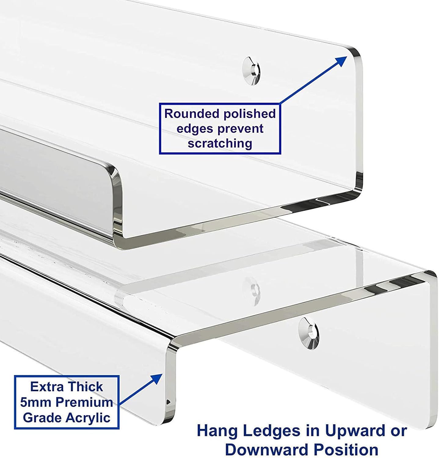 ddLUCK Acrylic Floating Shelf 2 Pack 15 Inch