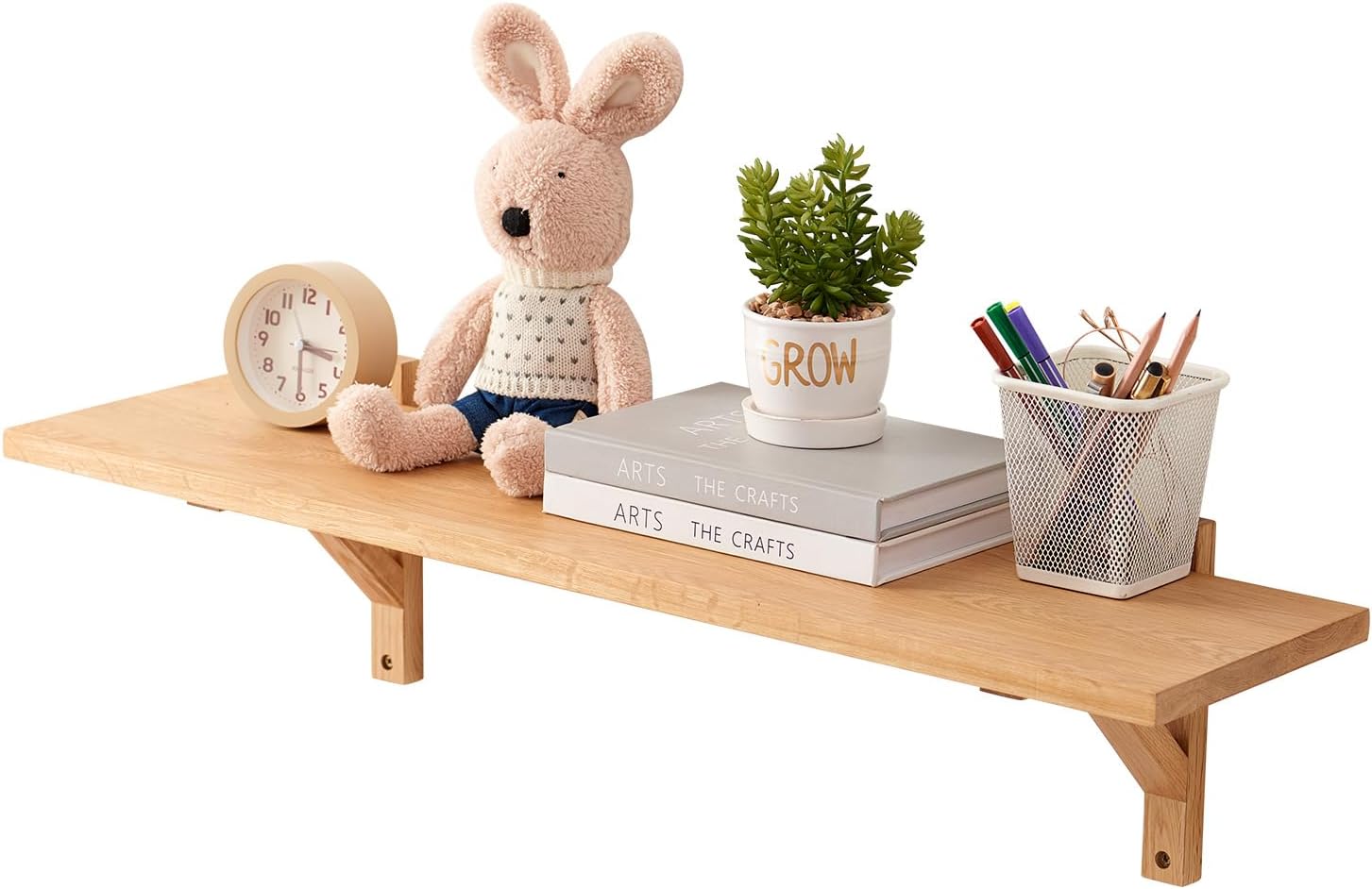 Natural Oak Floating Shelf 32 Inches Wall Mount