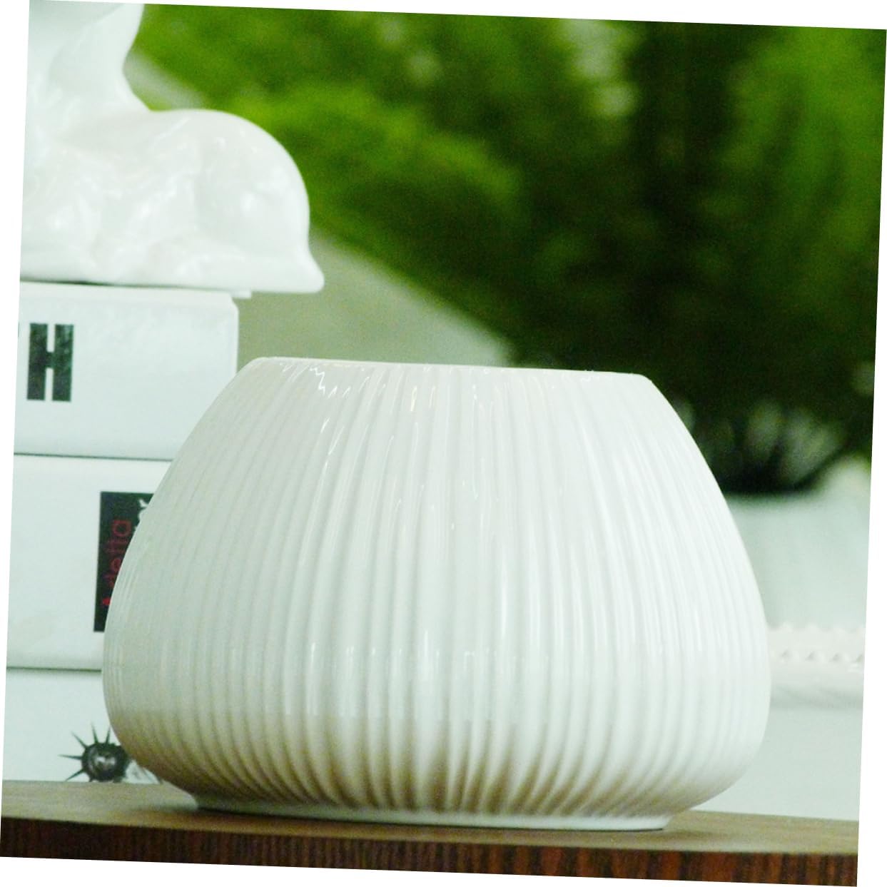 Vertical Striped Ceramic Flower Vase for Tabletop Decor