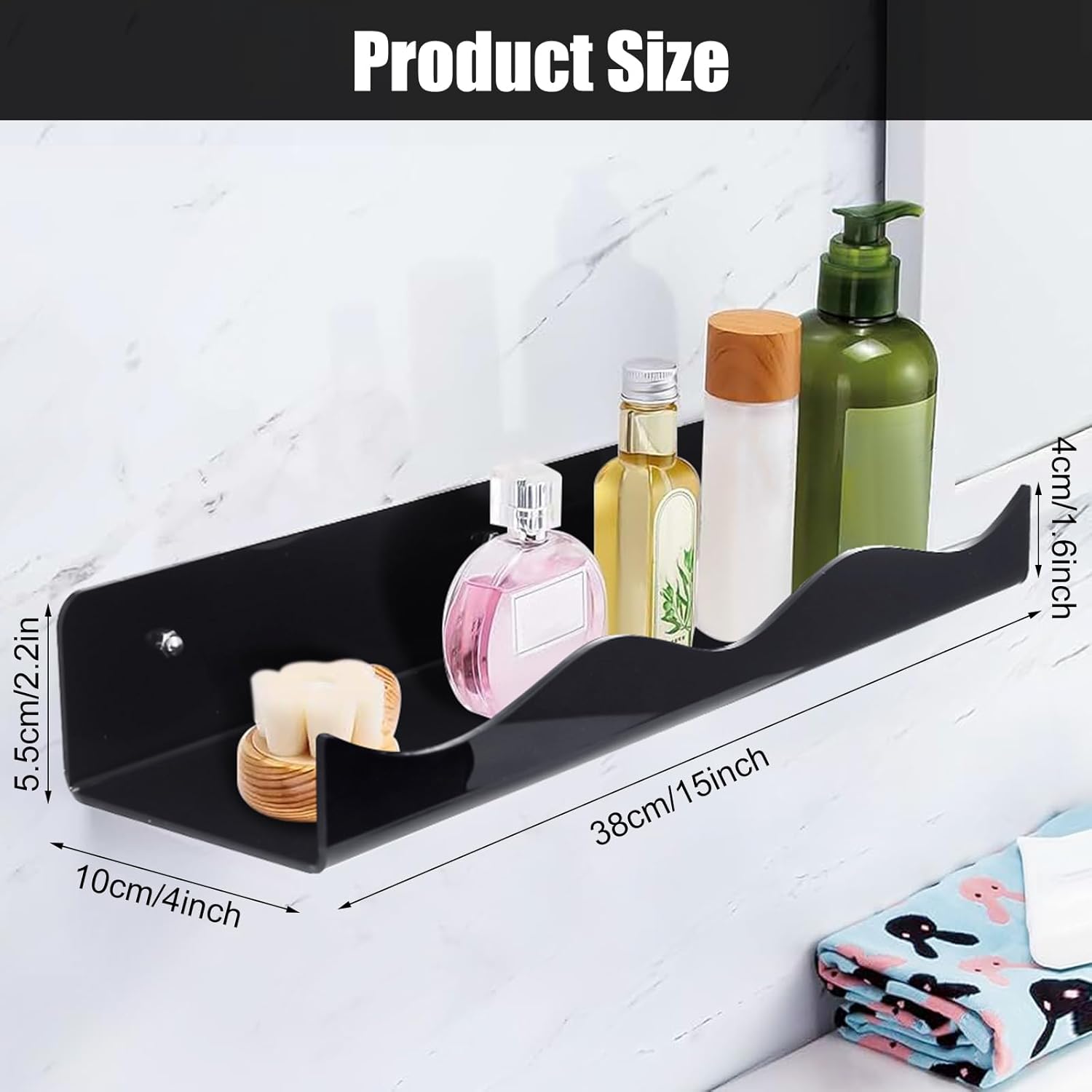 15 Inch Iridescent Acrylic Floating Shelves for Home Decor