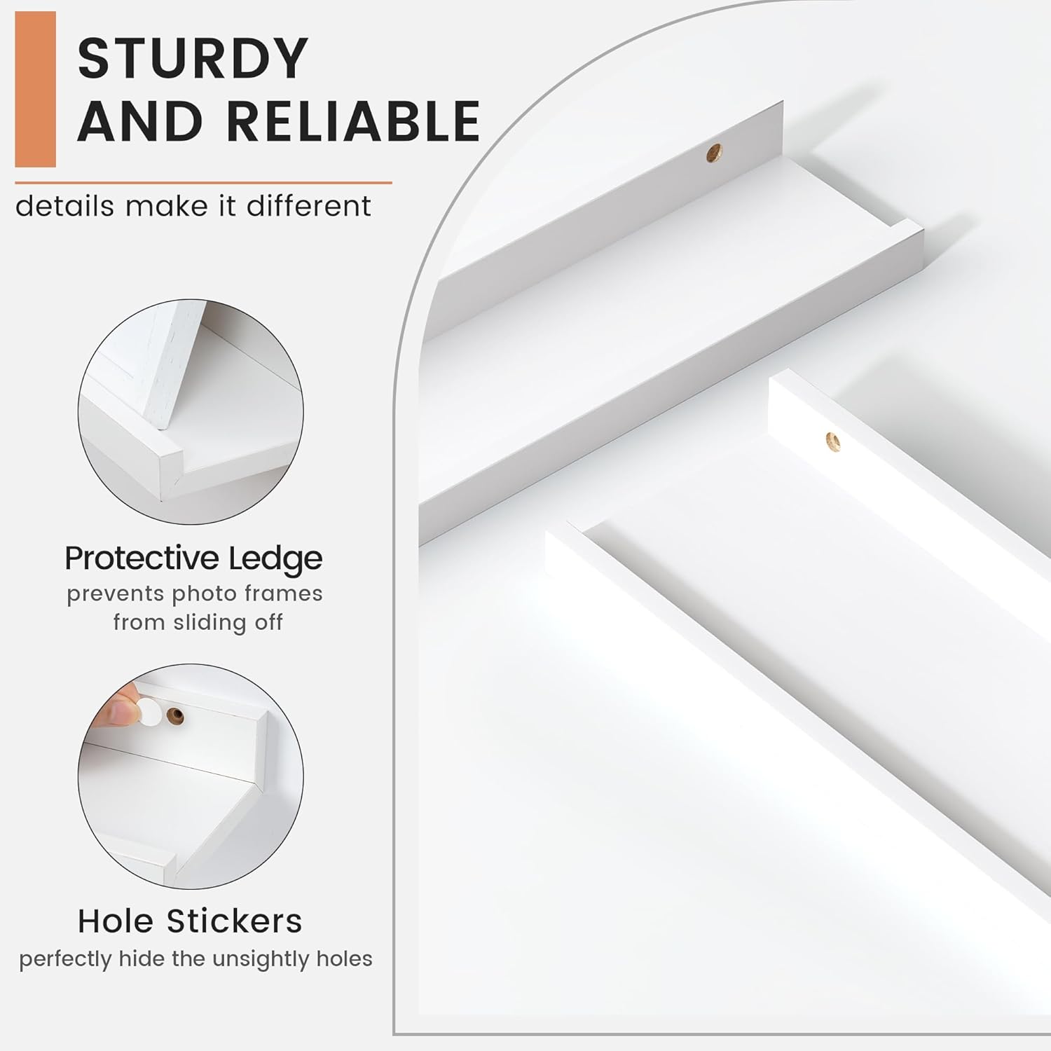 FLYJOE Picture Ledge Shelf Set of 8 Matte White