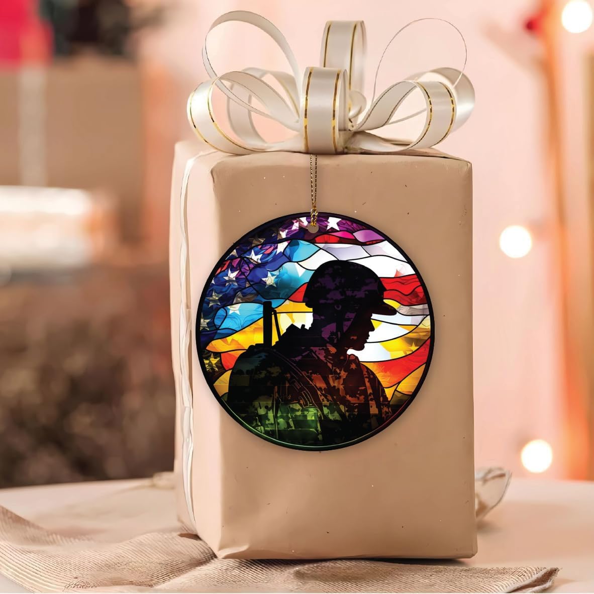 American Hero Soldier Acrylic Ornament 4 Inch