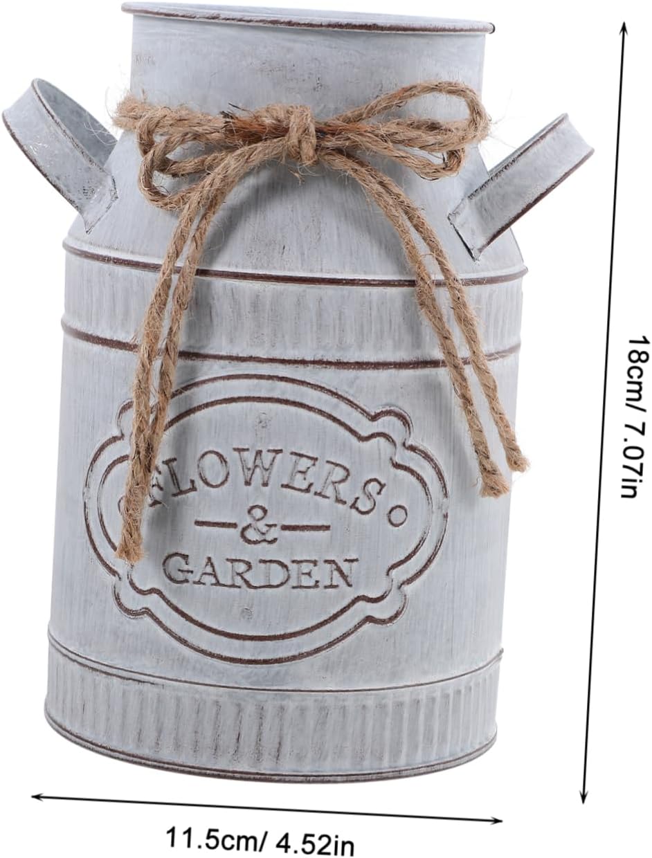 Rustic Galvanized Milk Can Vase for Home Decor