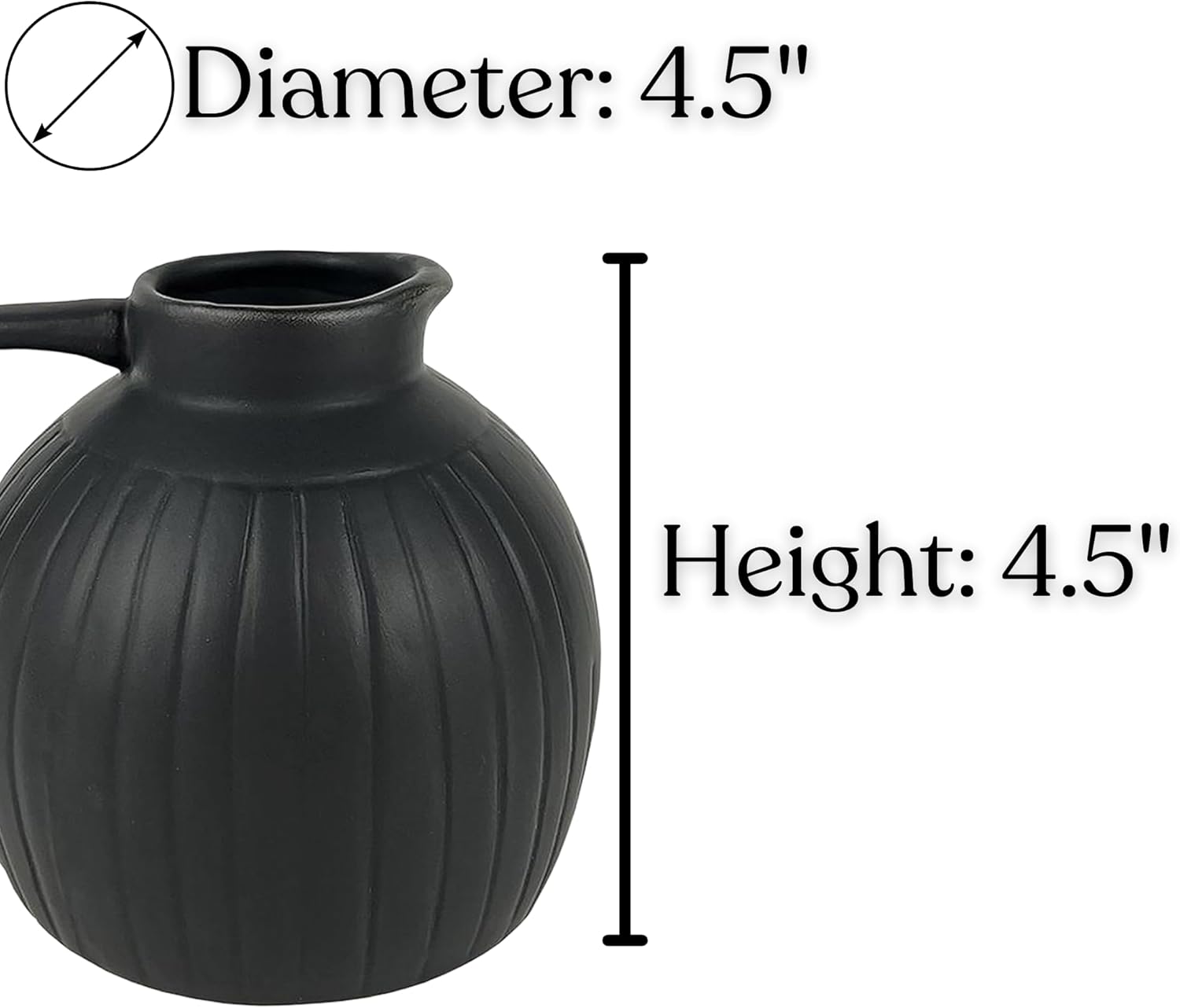 Needzo Black Ceramic Pitcher Vase Set