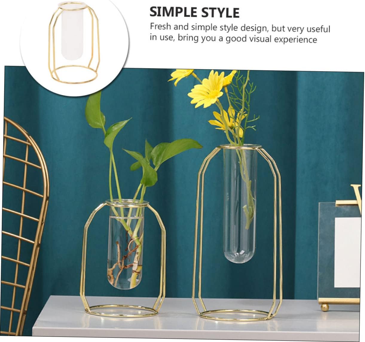 Geometric Iron Vase for Dried Flowers and Hydroponic Displays