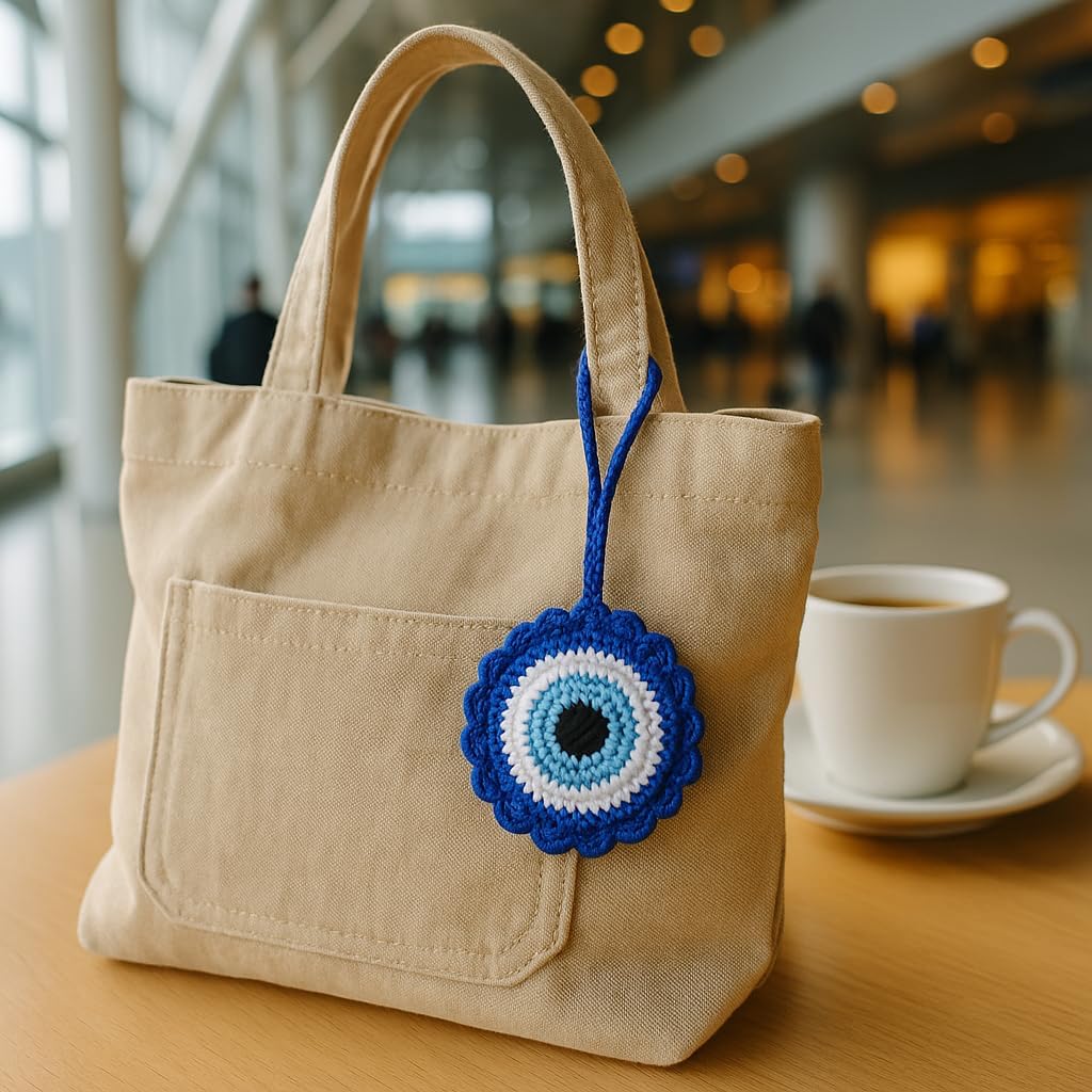 Evil Eye Keychain Crochet Car Decor Accessory