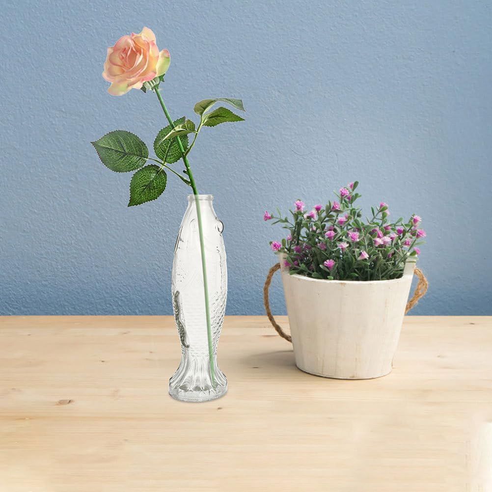 Zerodeko Fish Shaped Glass Bottle Decorative Vase