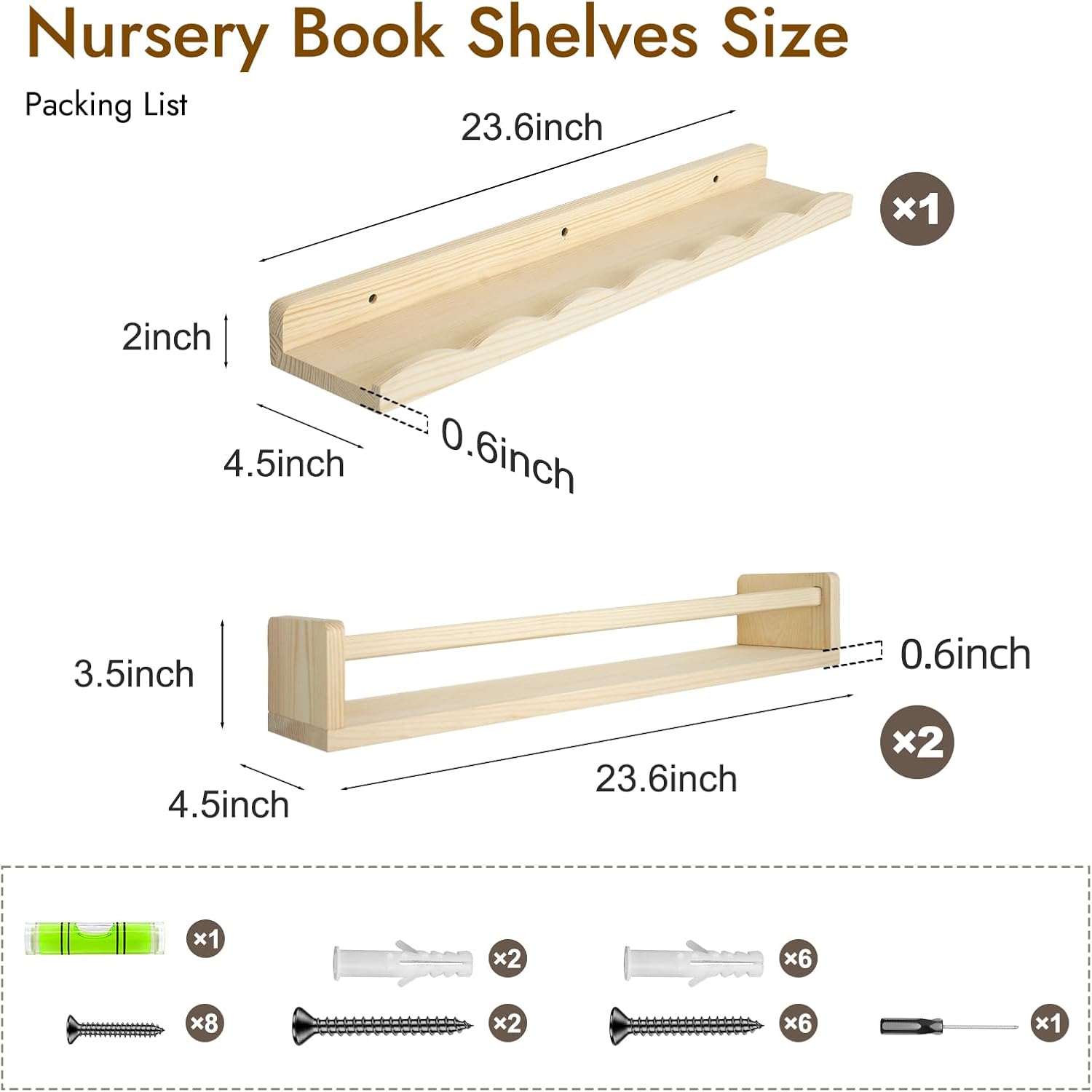 Ranxfloat 236 Inch Solid Wood Floating Bookshelf 21 Pack