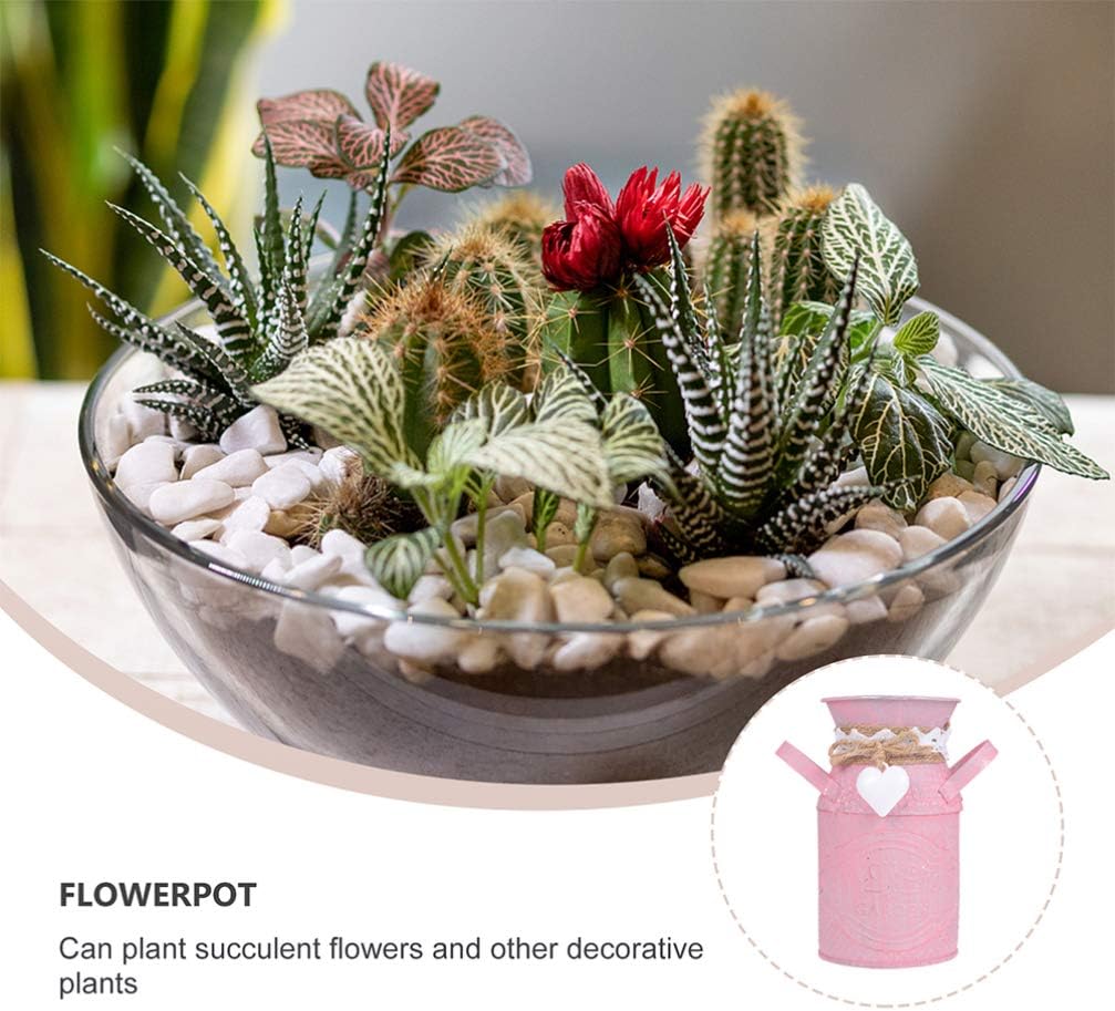 DOITOOL Vintage Pink Galvanized Vase Set