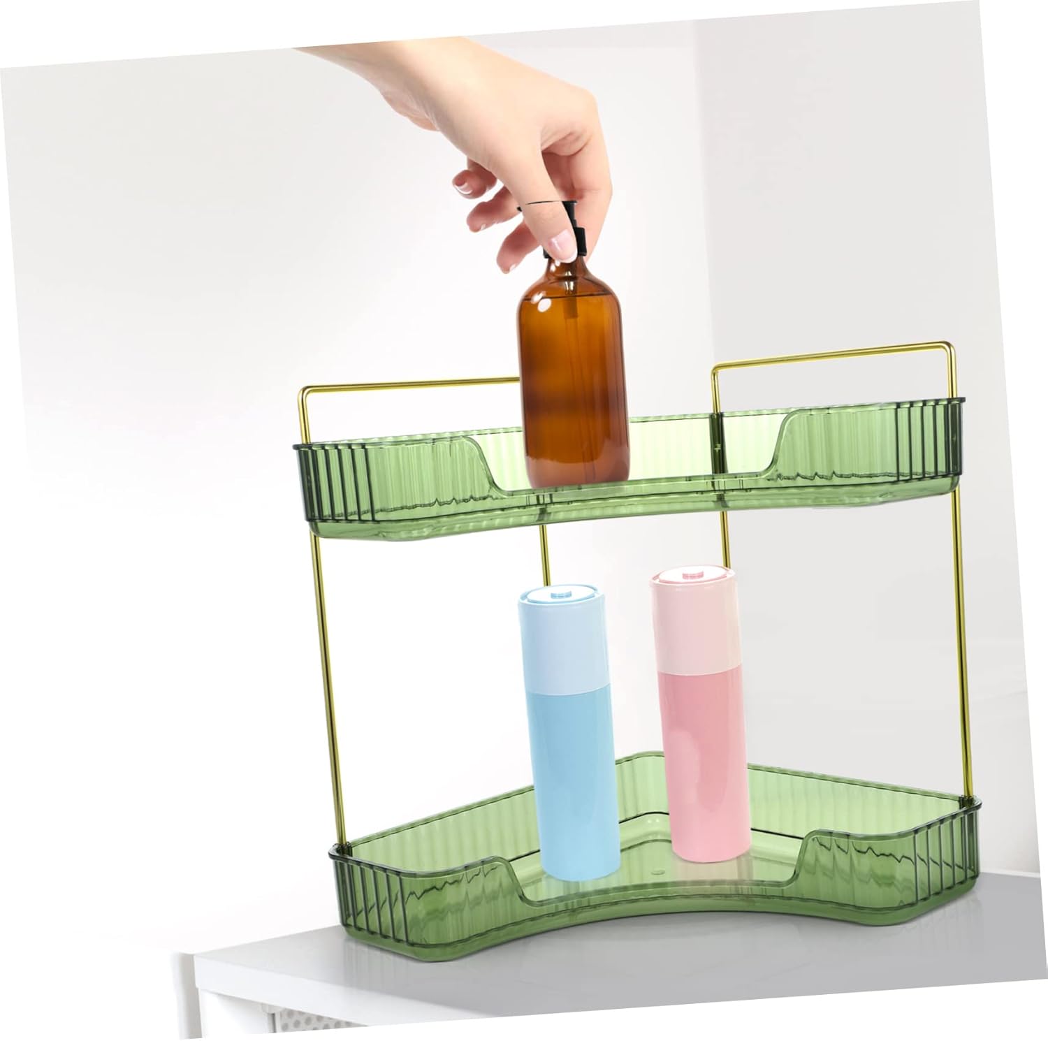 Happyyami Triangle Corner Shelf Storage Organizer Space-Saver