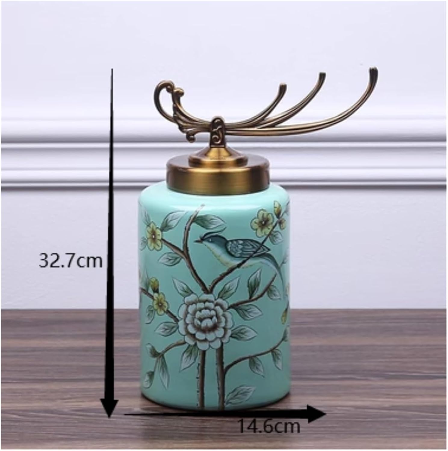 Decorative Ceramic Ginger Jar Vase with Copper Lid