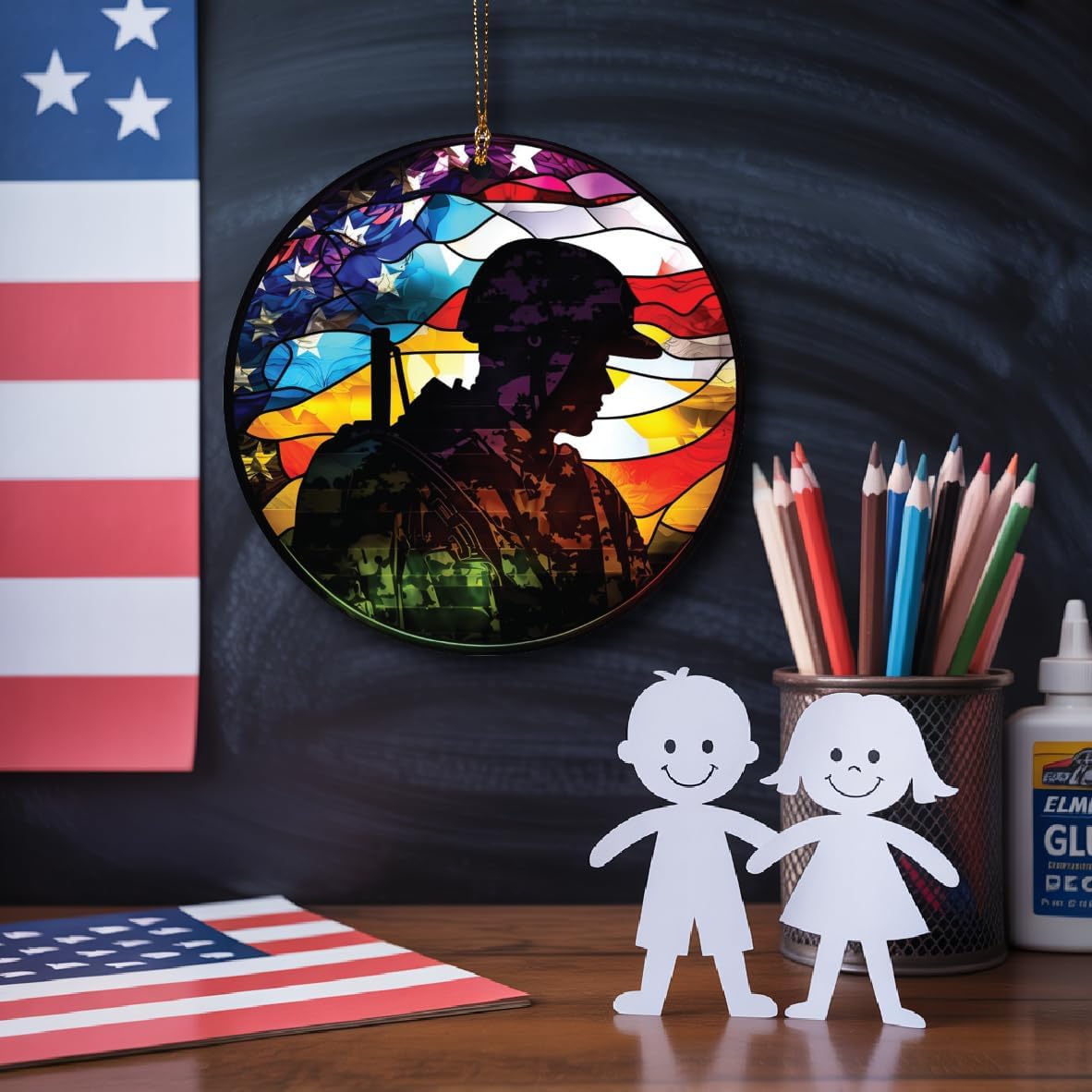 American Hero Soldier Acrylic Ornament 4 Inch