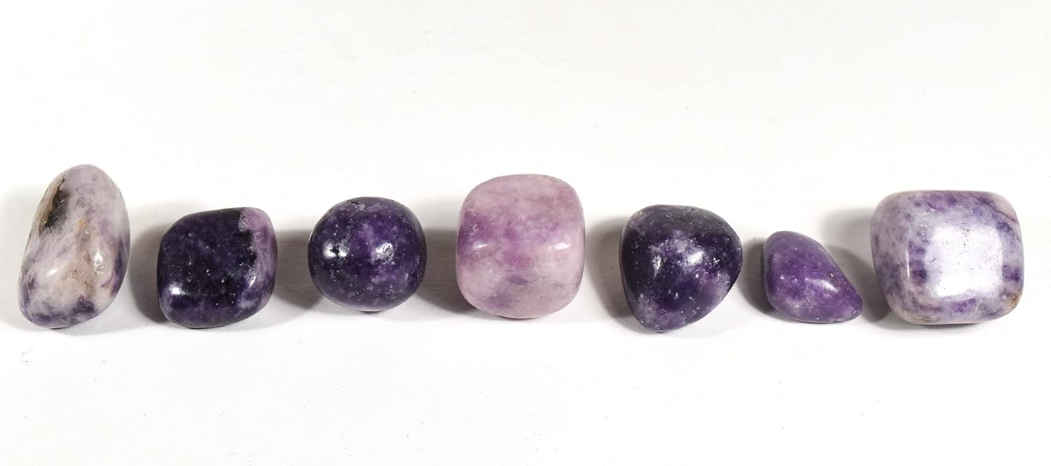 HQRP 5PCS Medium Purple Lepidolite Pebbles Natural Tumbled Stones