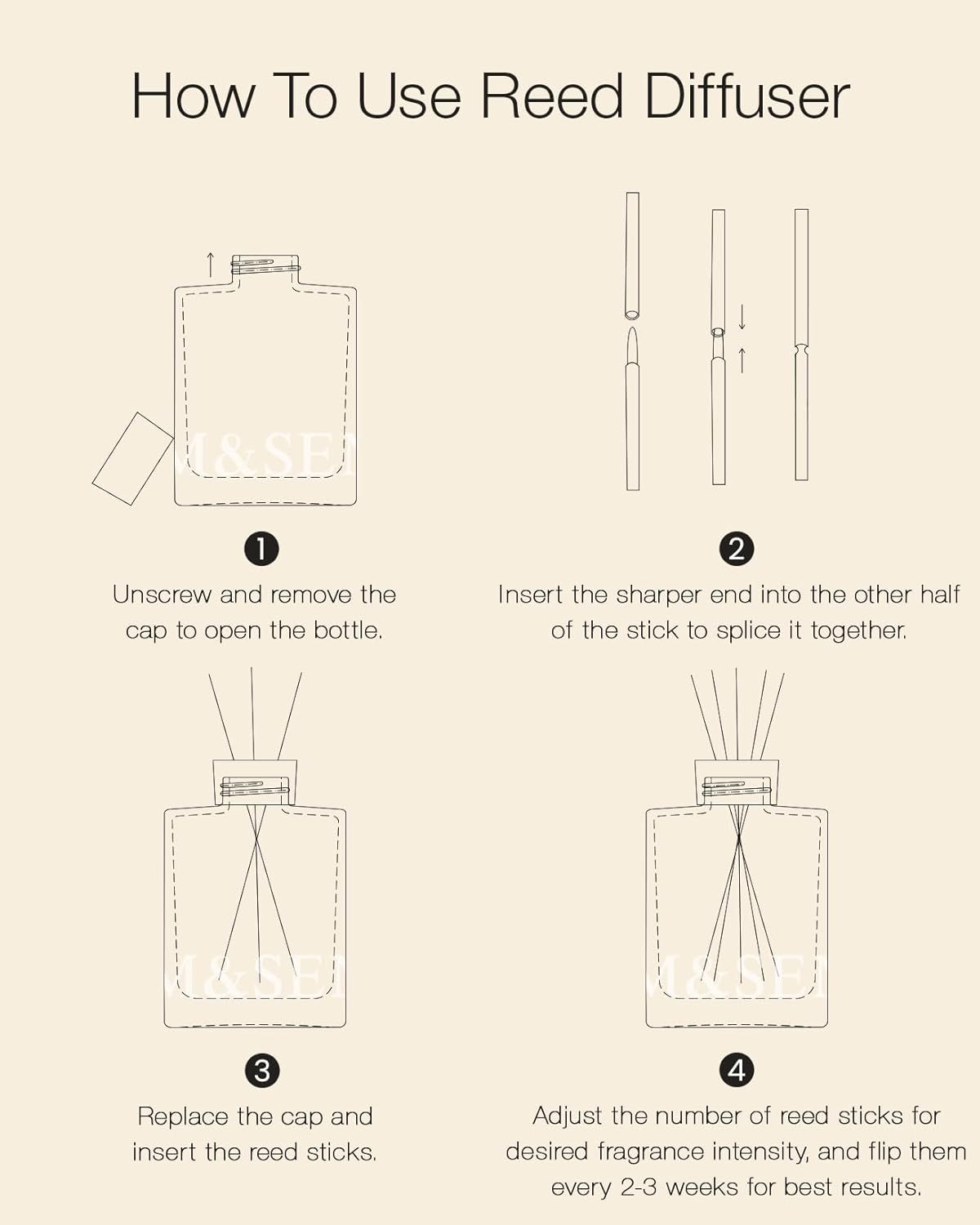 MSENSE Sandalwood Vanilla Reed Diffuser Set