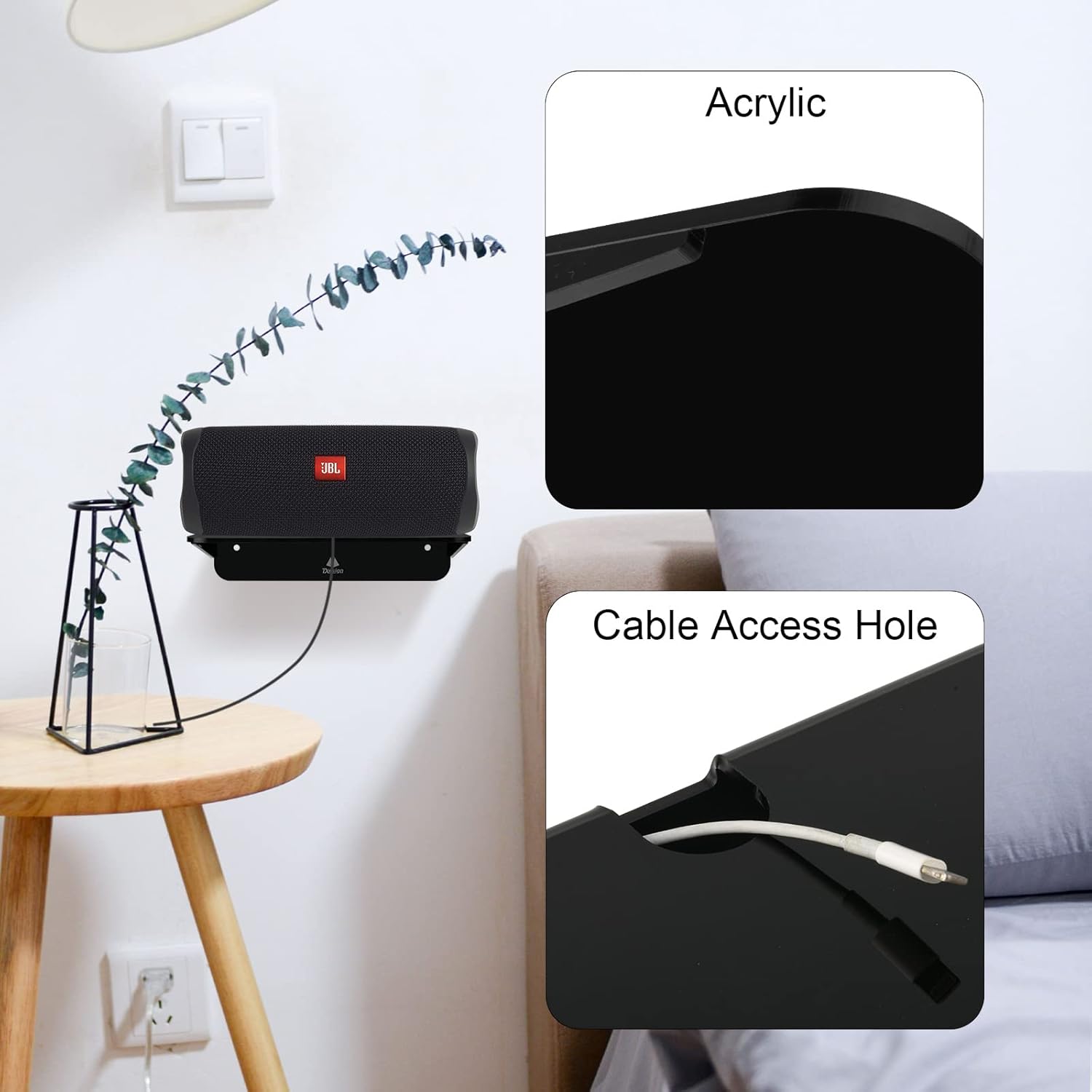 TXEsign Acrylic Floating Shelves 2 Pack Black