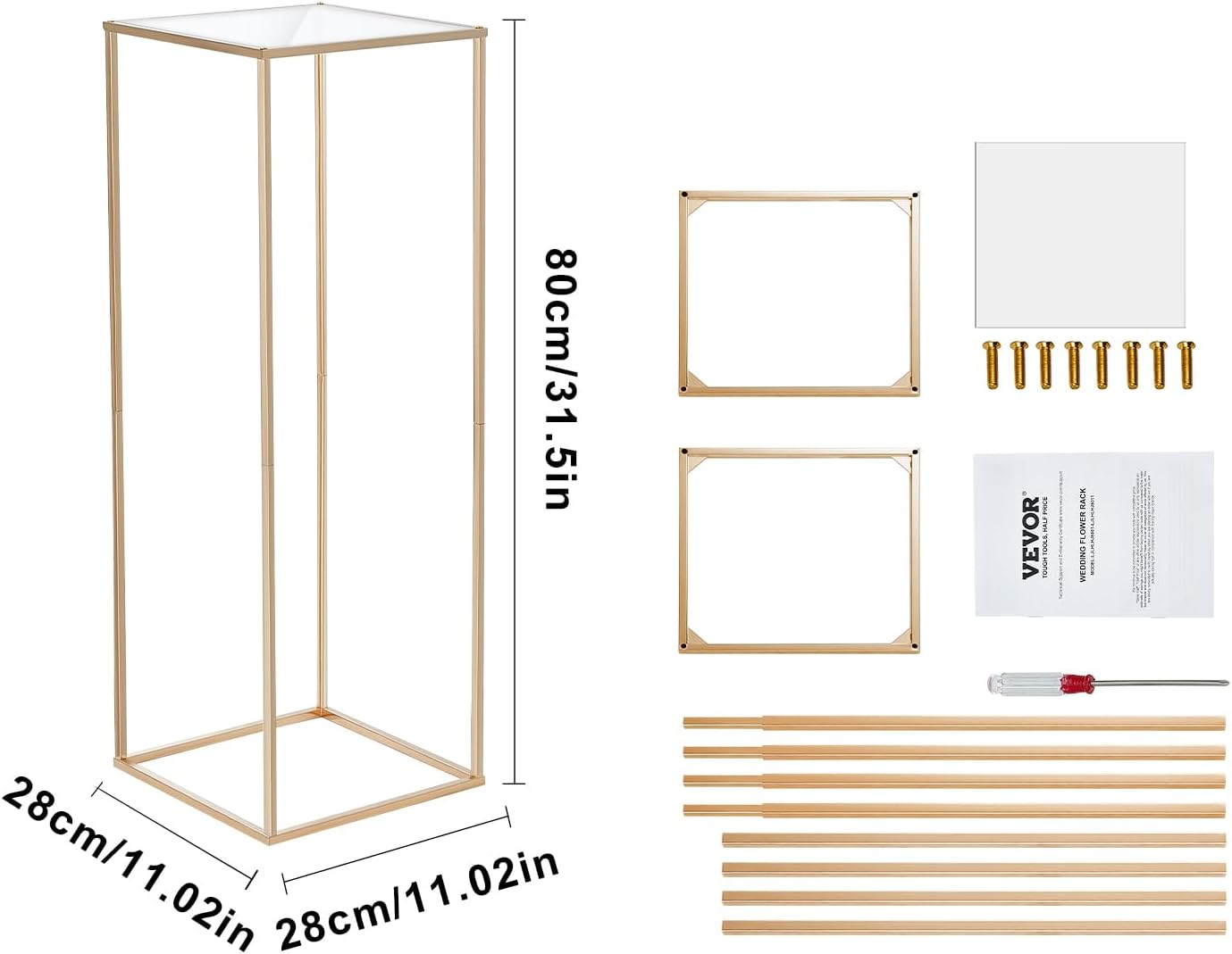 VEVOR 2PCS 315 Inch Gold Wedding Flower Stand
