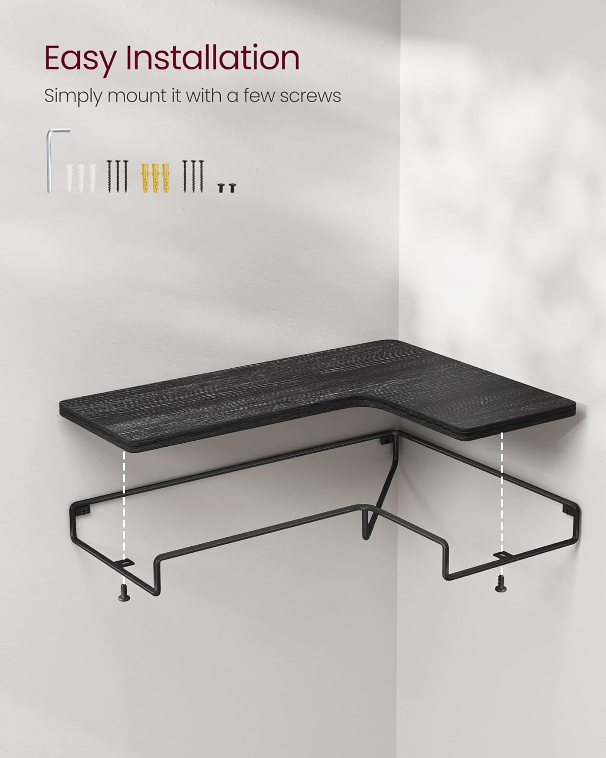 VASAGLE Corner Shelf Wall Mount Set of 2 Black