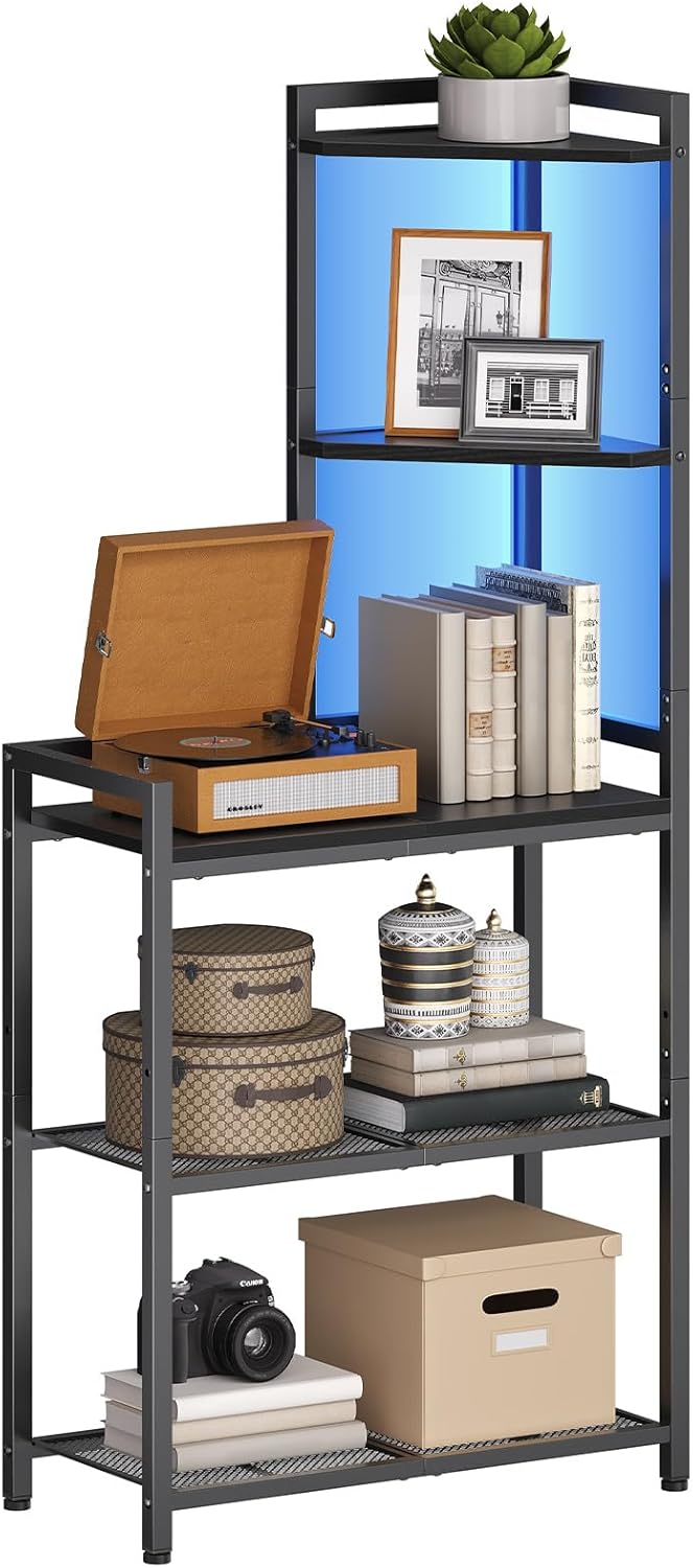 HOOBRO 5-Tier Corner Shelf with LED Light