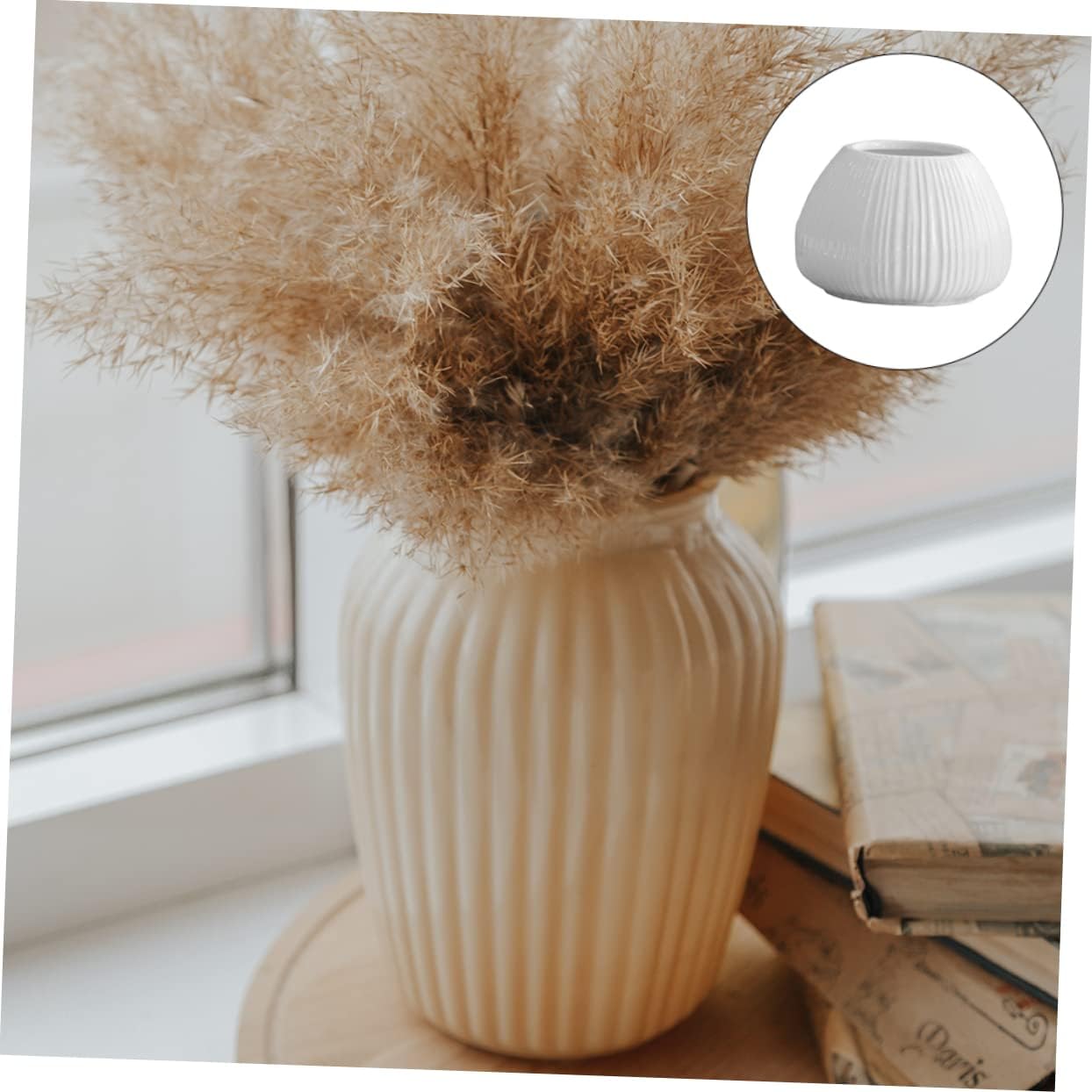 YARNOW Vertical Striped Ceramic Flower Vase for Home Decor