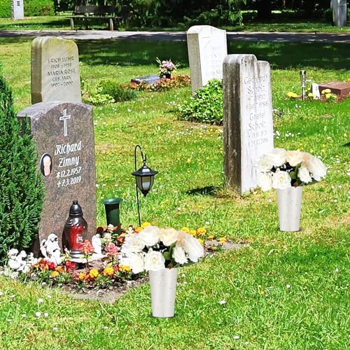 Uiifan 2 Pcs Metal Cemetery Vases with Stake
